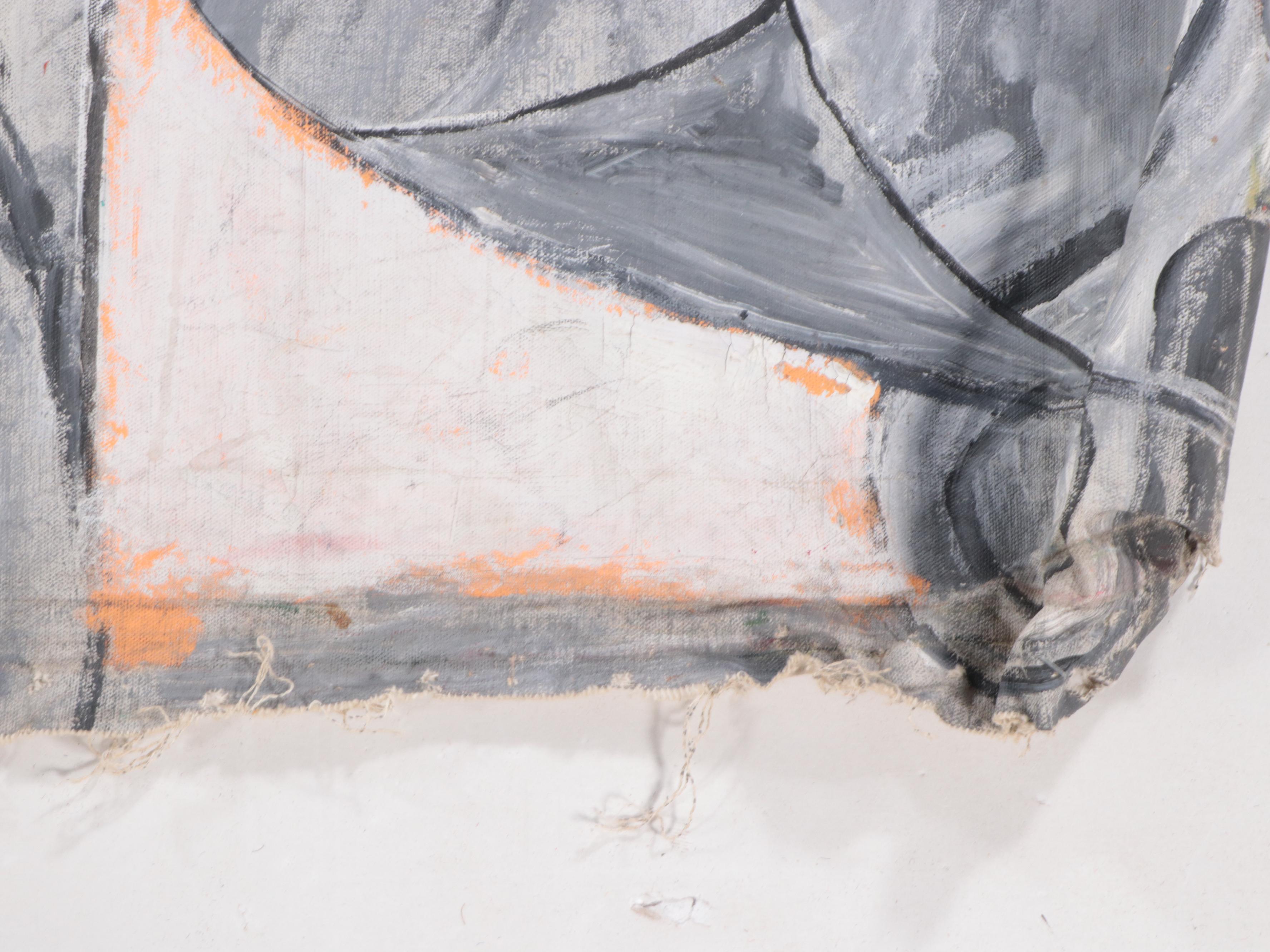 Abstract Expressionist En Grisaille Oil Painting