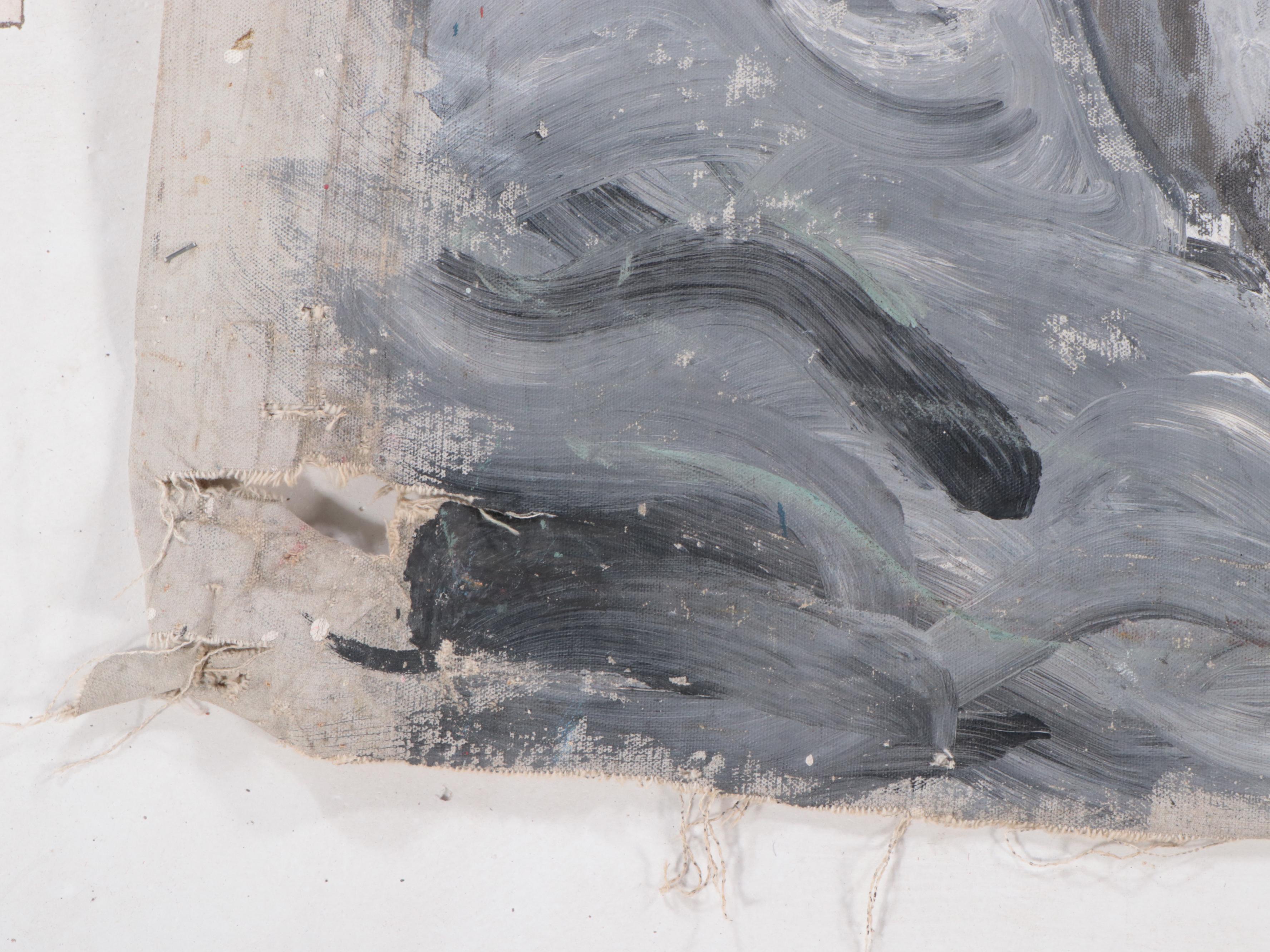 Abstract Expressionist En Grisaille Oil Painting