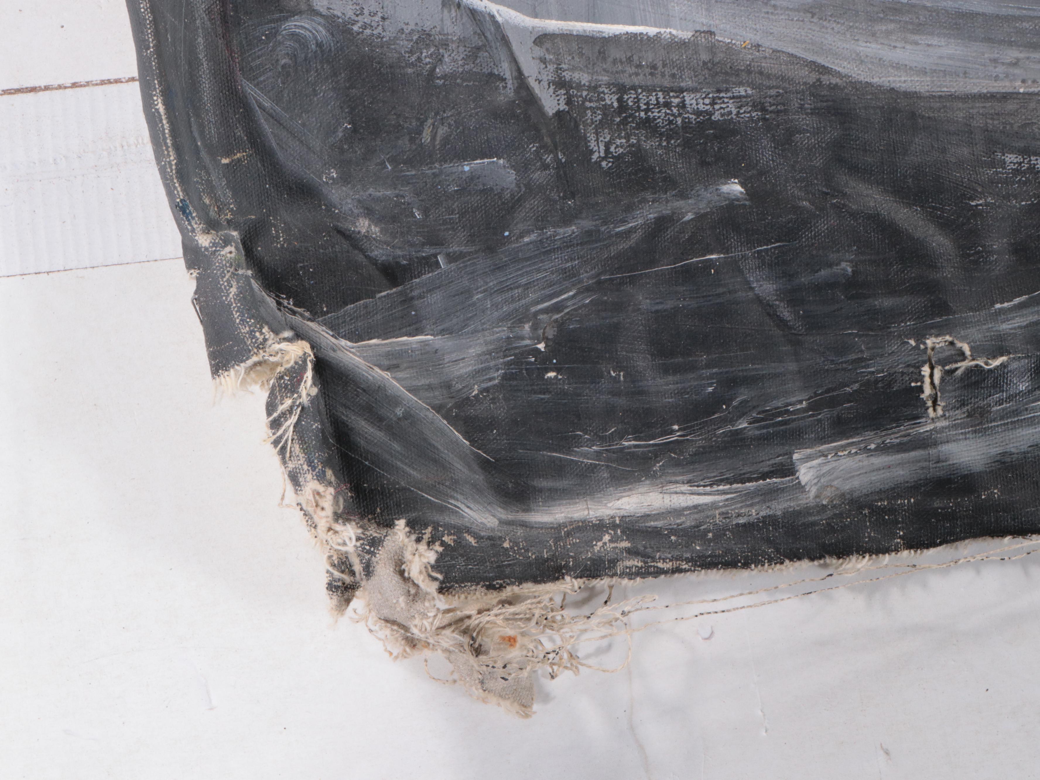 Abstract Expressionist En Grisaille Oil Painting