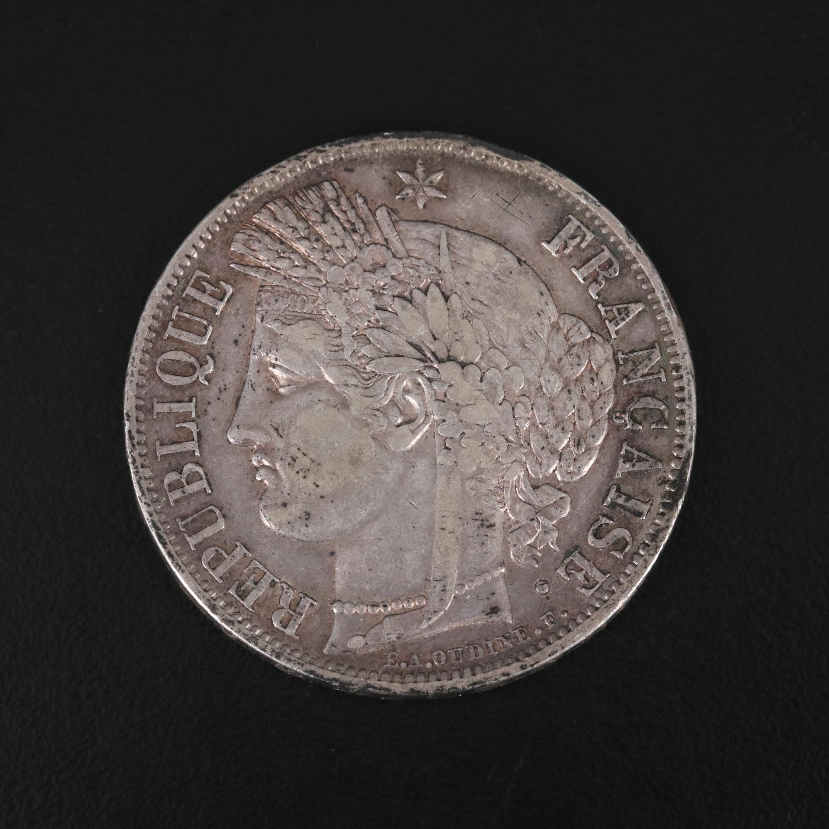 Group of Four French Silver Five Francs Coins