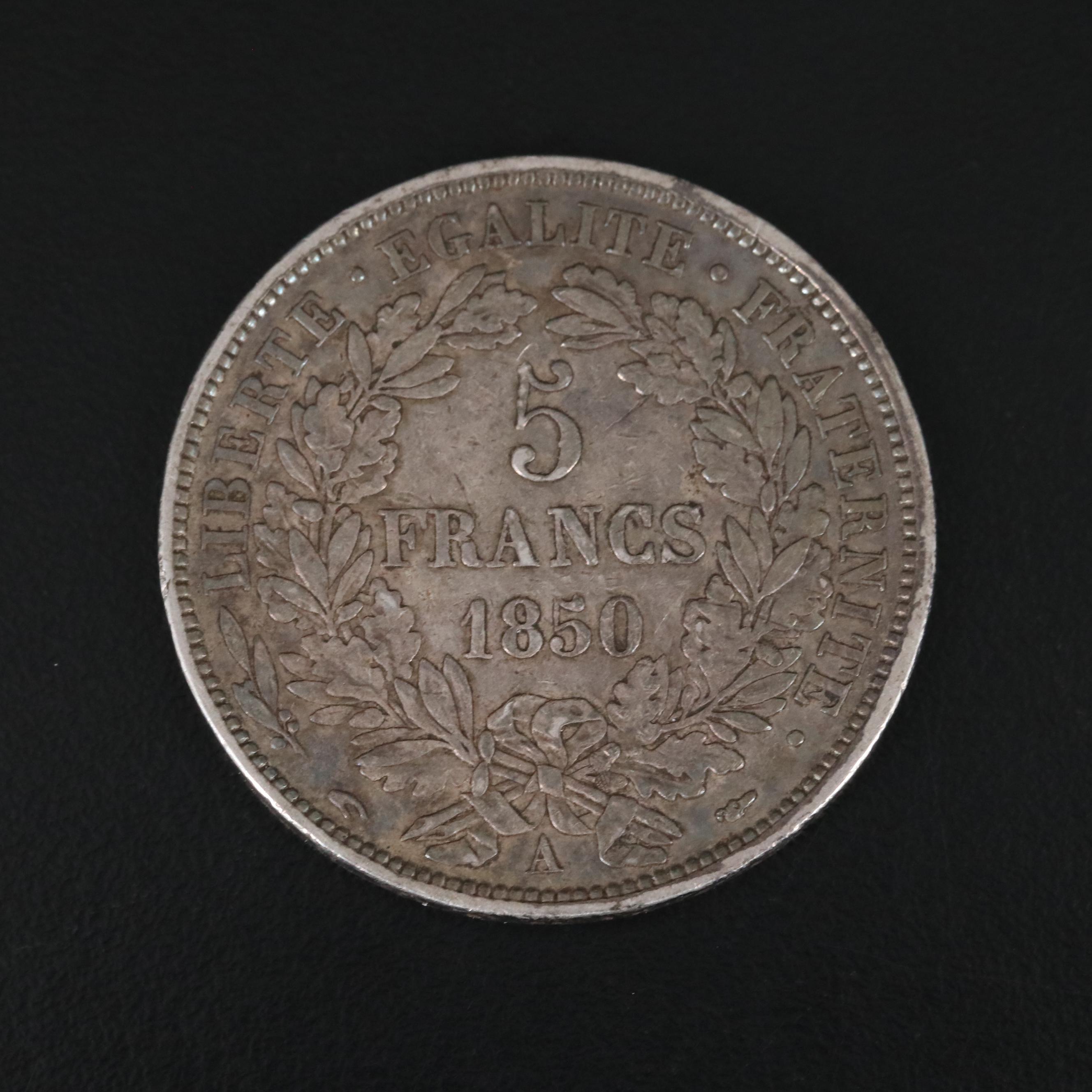 Group of Four French Silver Five Francs Coins