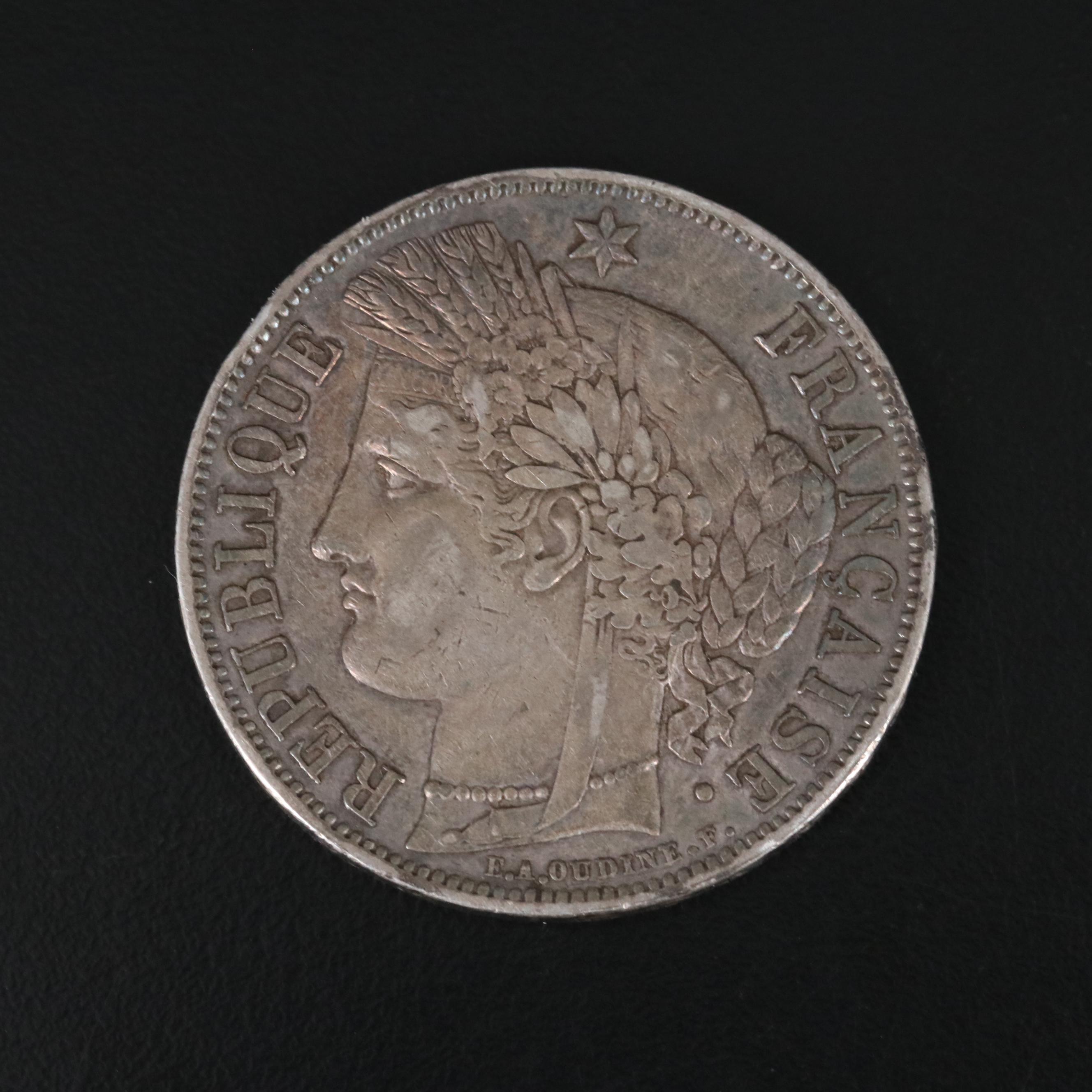 Group of Four French Silver Five Francs Coins