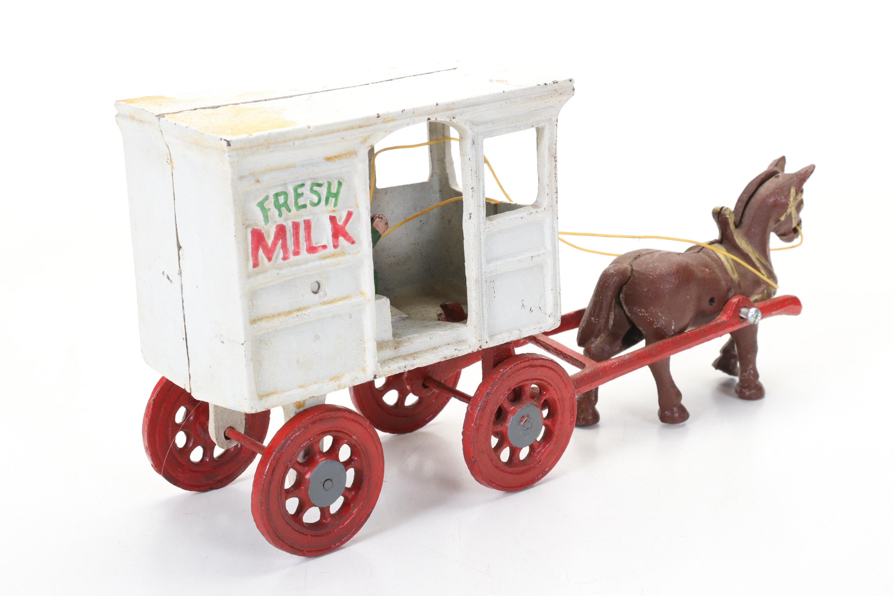 Cast Iron Milk Wagon and Boyds Bears Collection