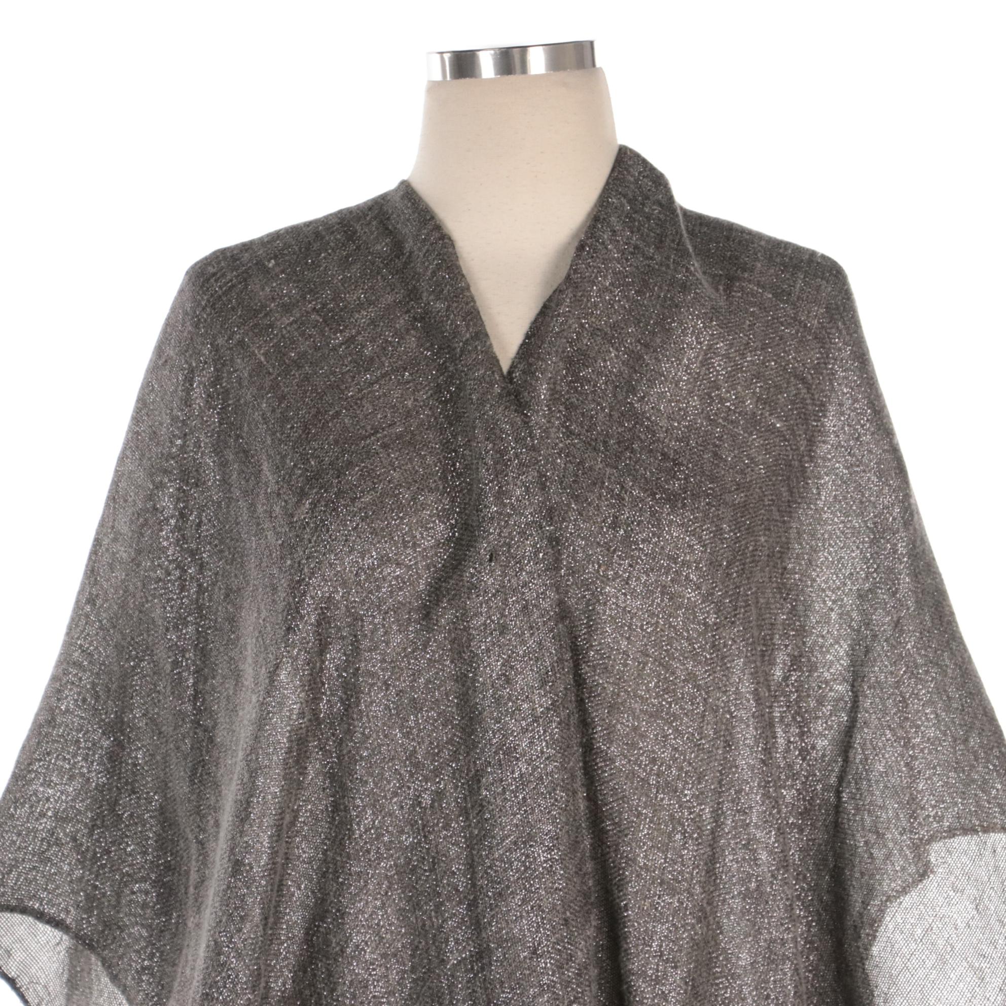 Bruno Cucinelli Embellished Knit Zip-Front Sweater and Metallic Fringe Poncho
