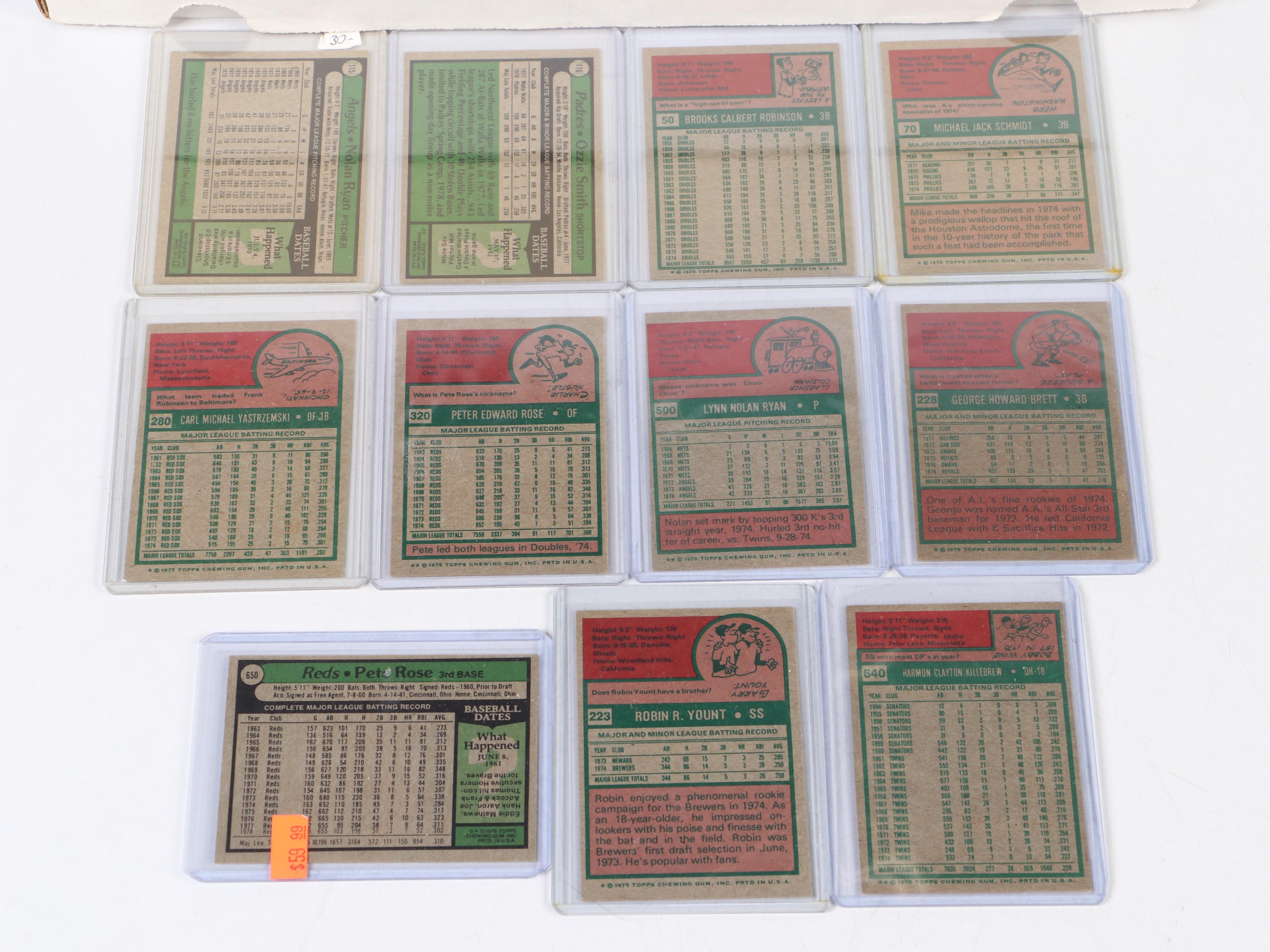 1975 and 1979 Topps Baseball Card Complete Sets Featuring Yount and Brett RCs