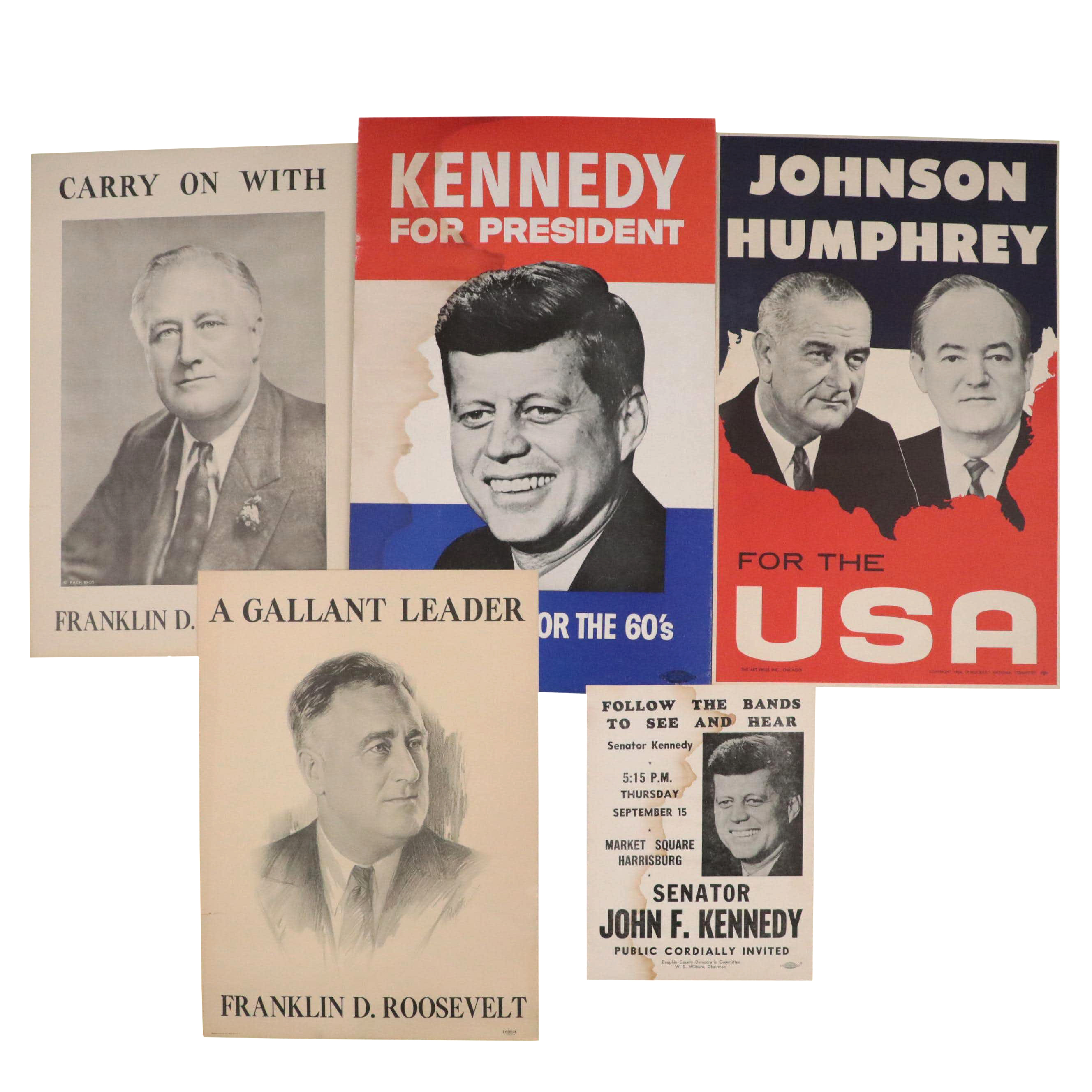 Original FDR, John Kennedy and Lyndon Johnson Posters