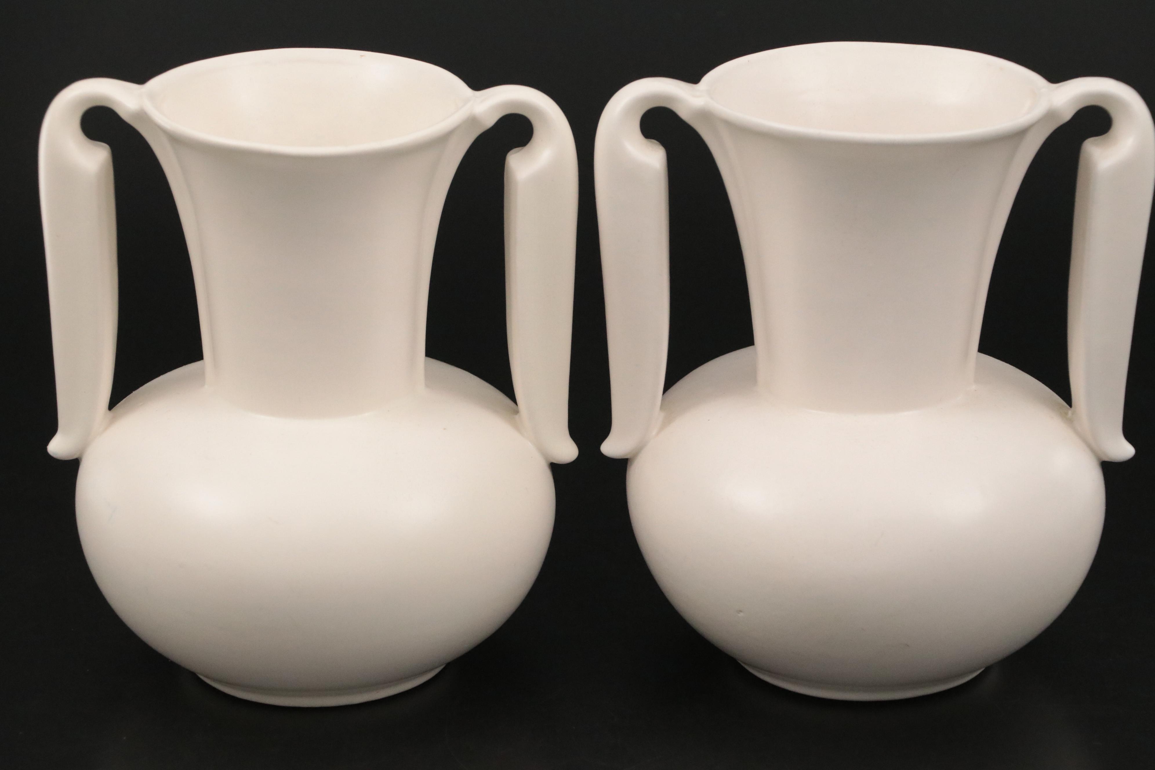 Stangl Pottery Handled White Ceramic Vases with Other Art Pottery Bud Vases