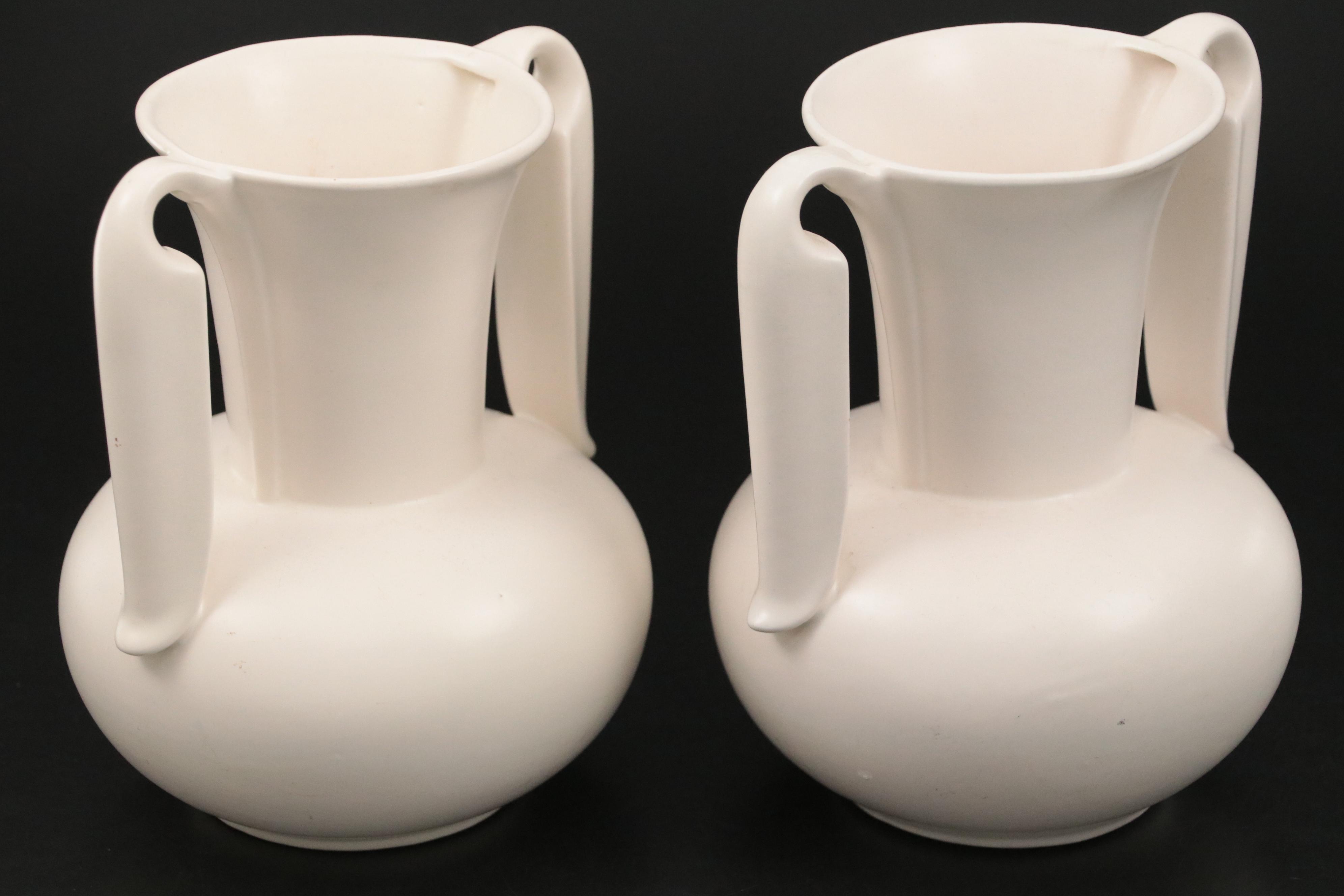 Stangl Pottery Handled White Ceramic Vases with Other Art Pottery Bud Vases