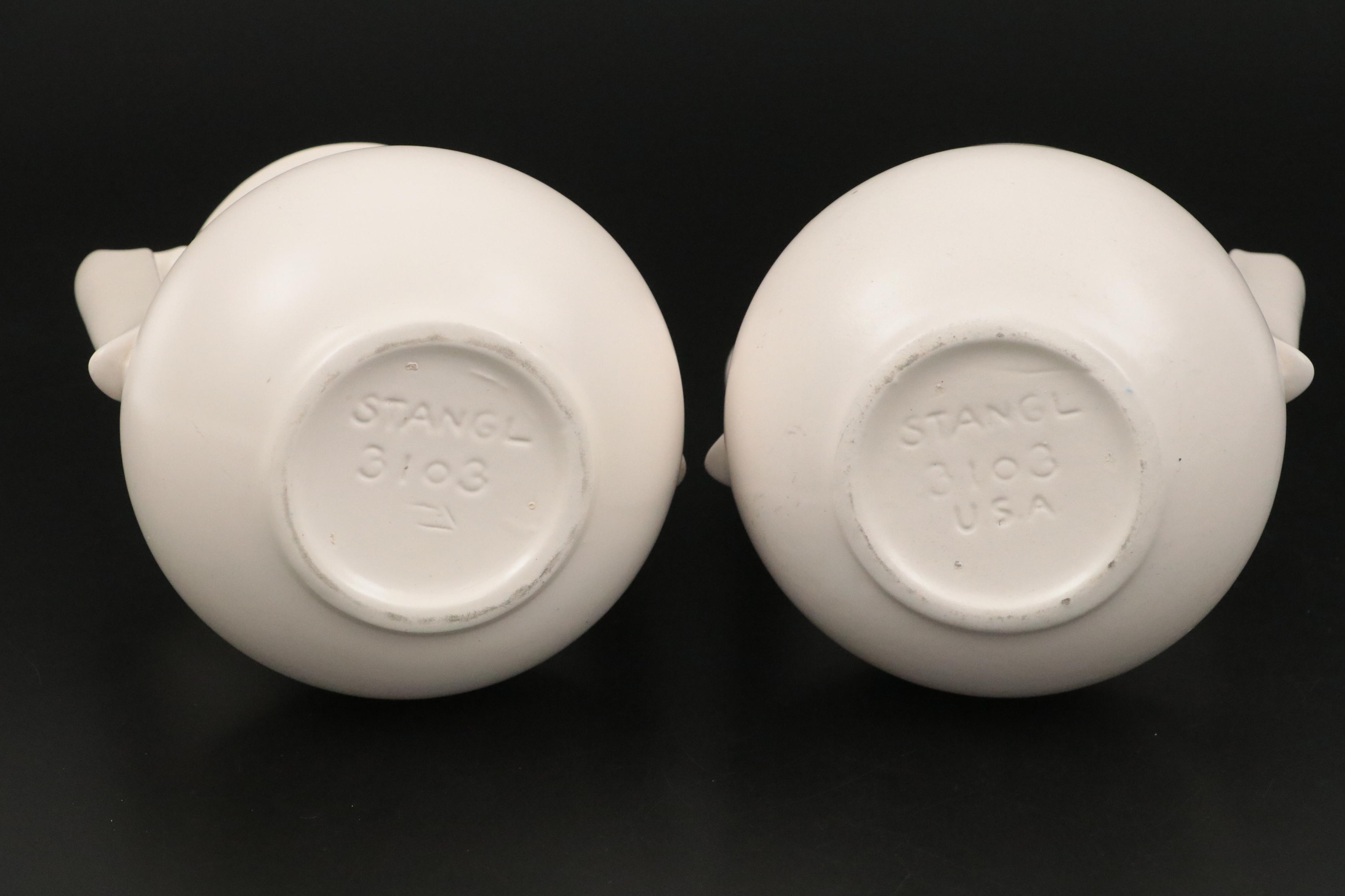 Stangl Pottery Handled White Ceramic Vases with Other Art Pottery Bud Vases