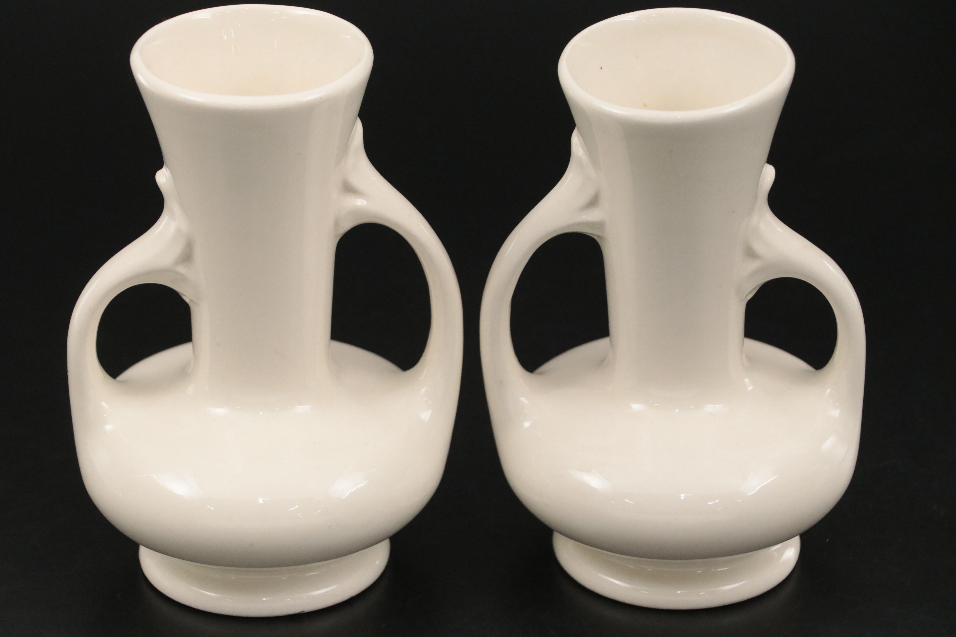 Stangl Pottery Handled White Ceramic Vases with Other Art Pottery Bud Vases
