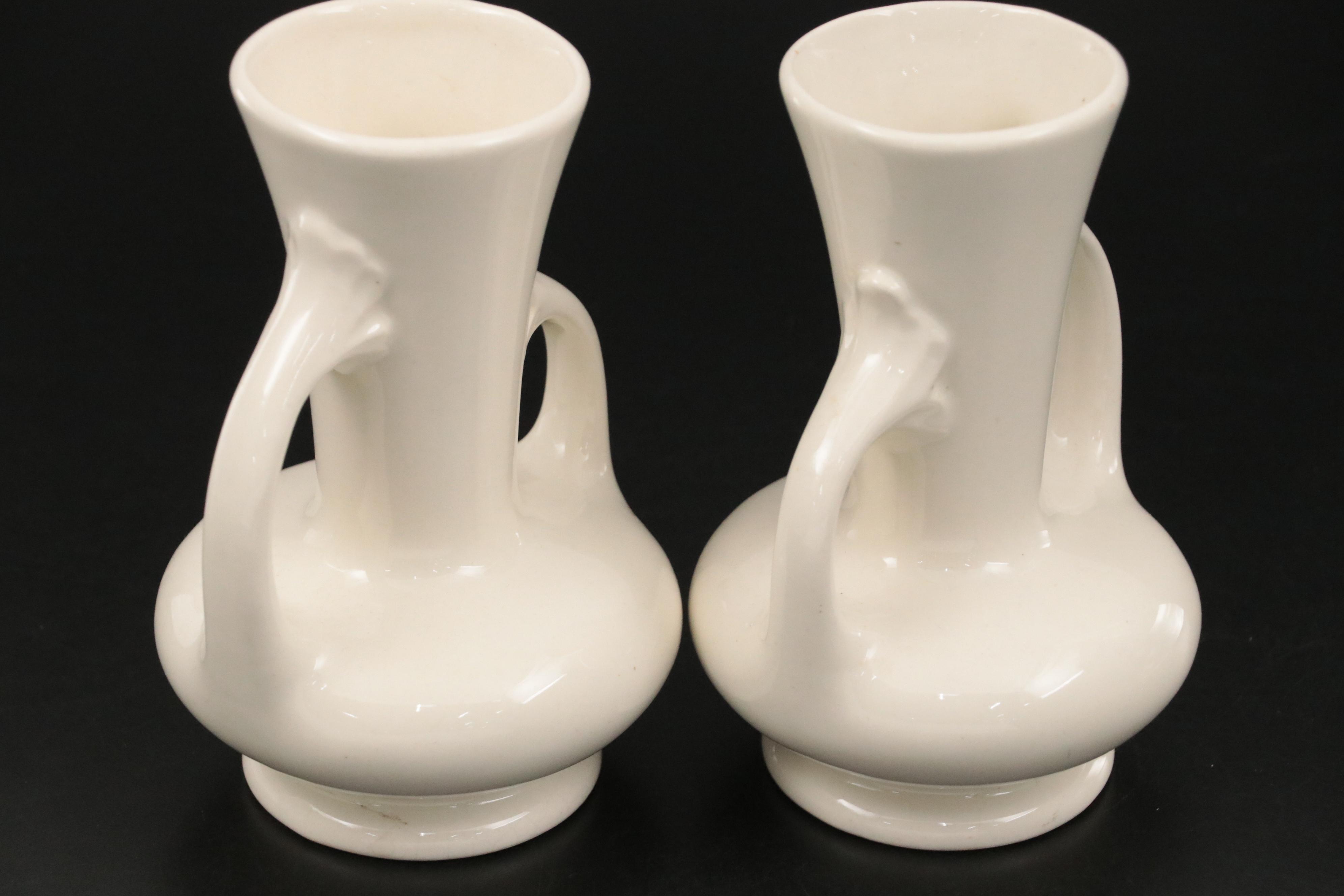Stangl Pottery Handled White Ceramic Vases with Other Art Pottery Bud Vases