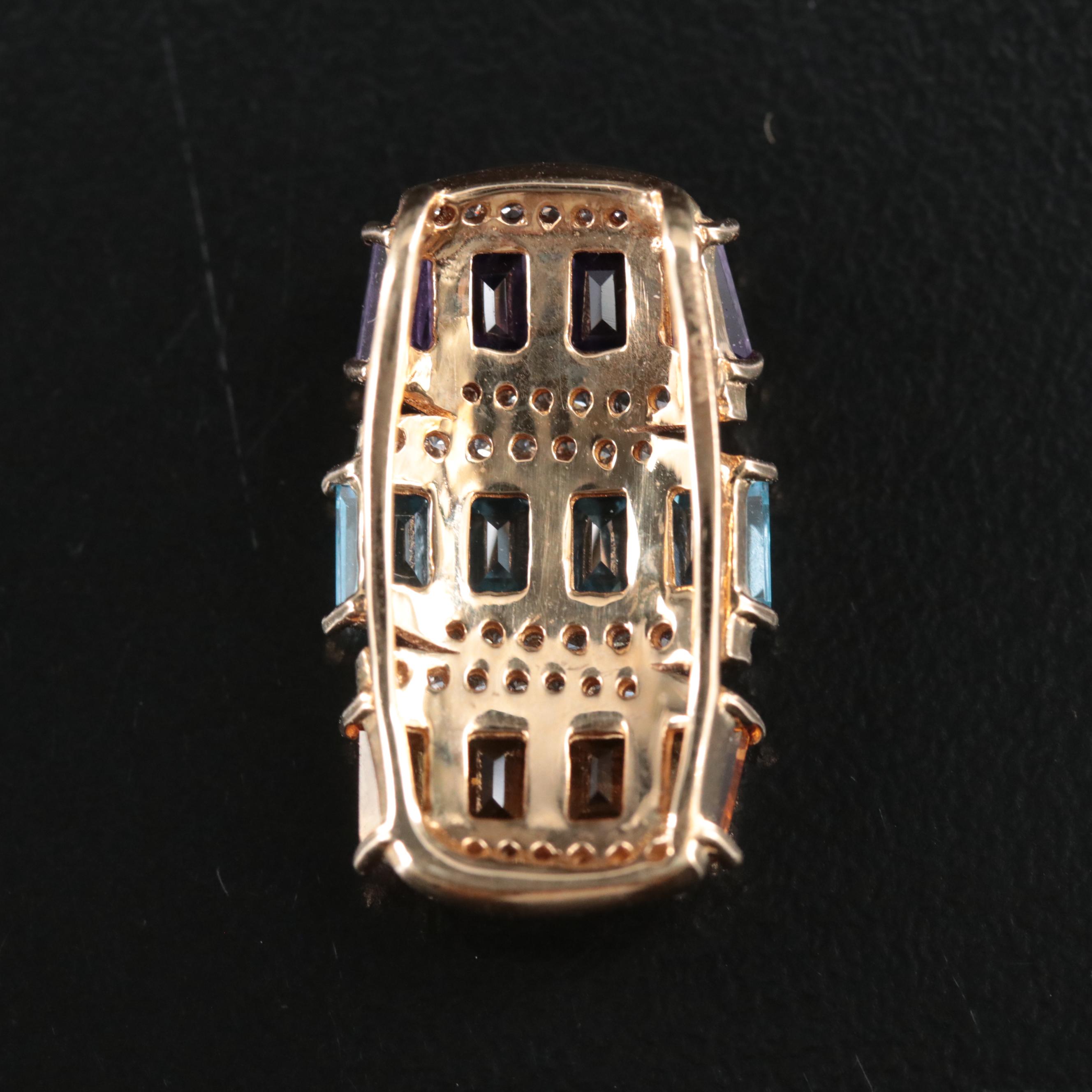 14K Amethyst, Diamond and Gemstone Slide Pendant