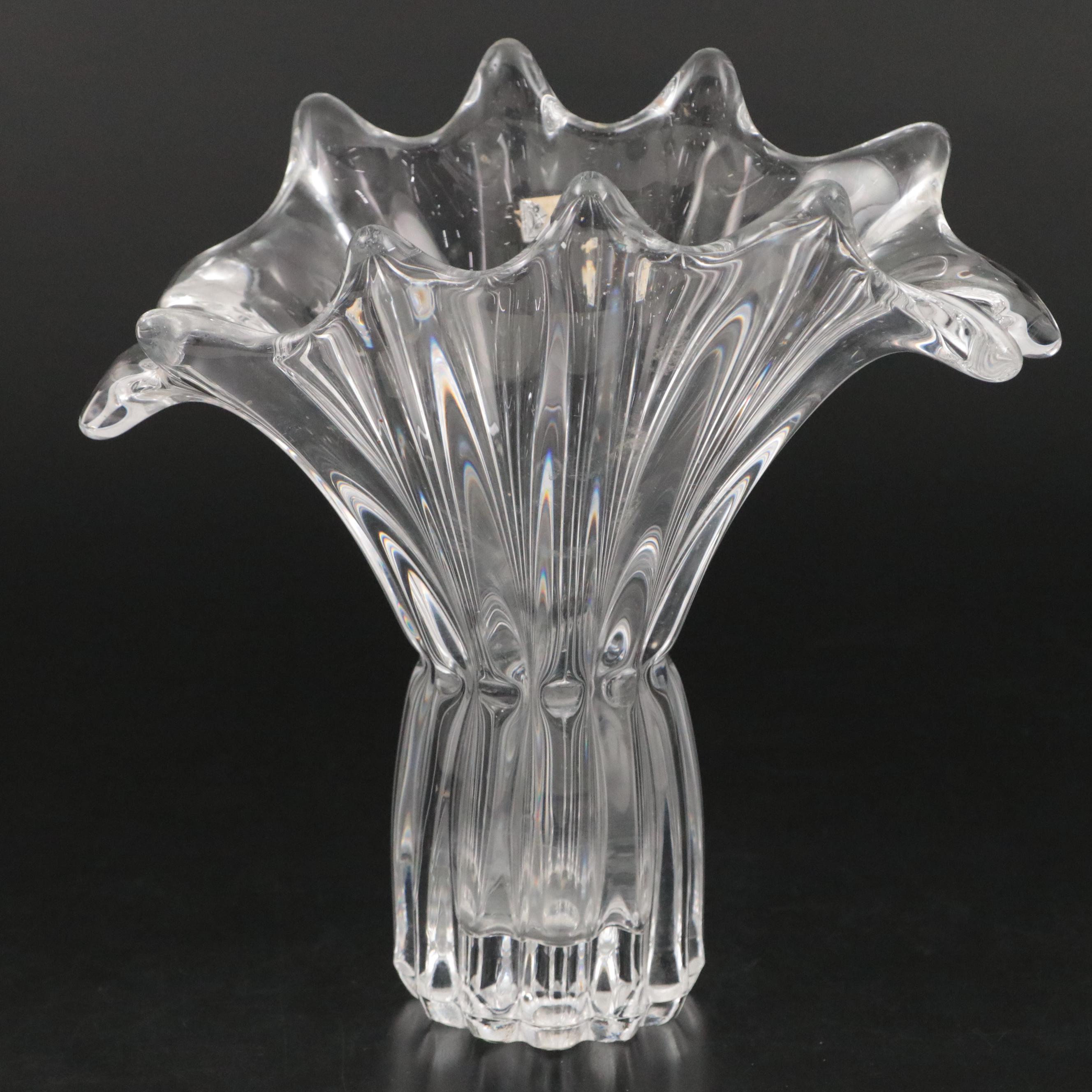 Cofrac Art Verrier Crystal Vase, Late 20th Century