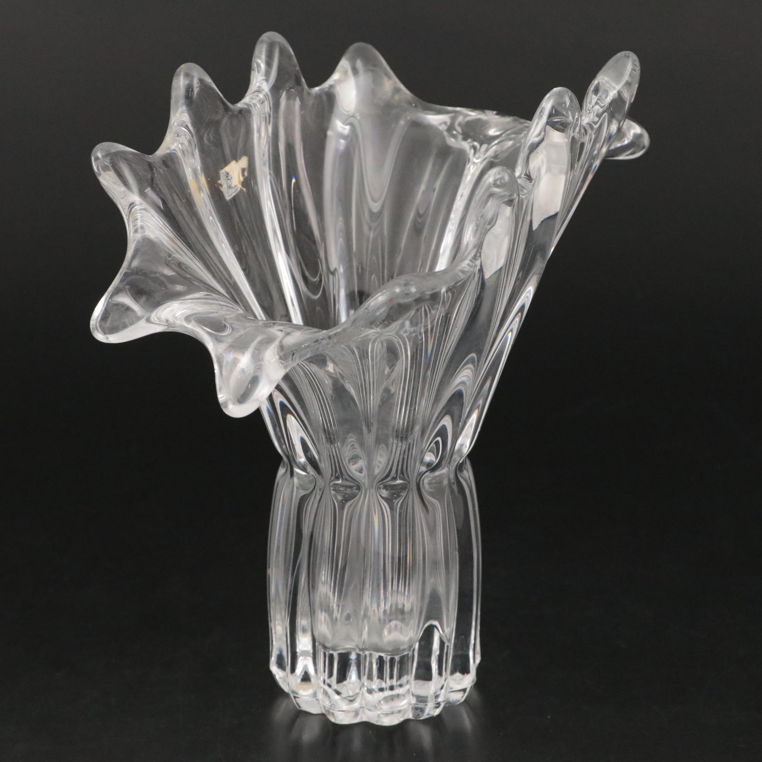 Cofrac Art Verrier Crystal Vase, Late 20th Century