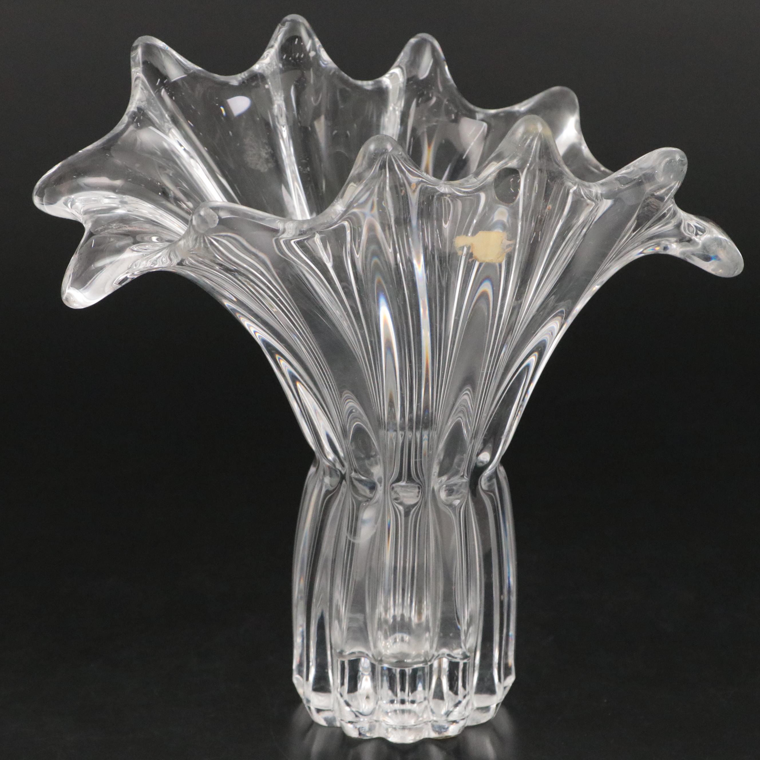 Cofrac Art Verrier Crystal Vase, Late 20th Century