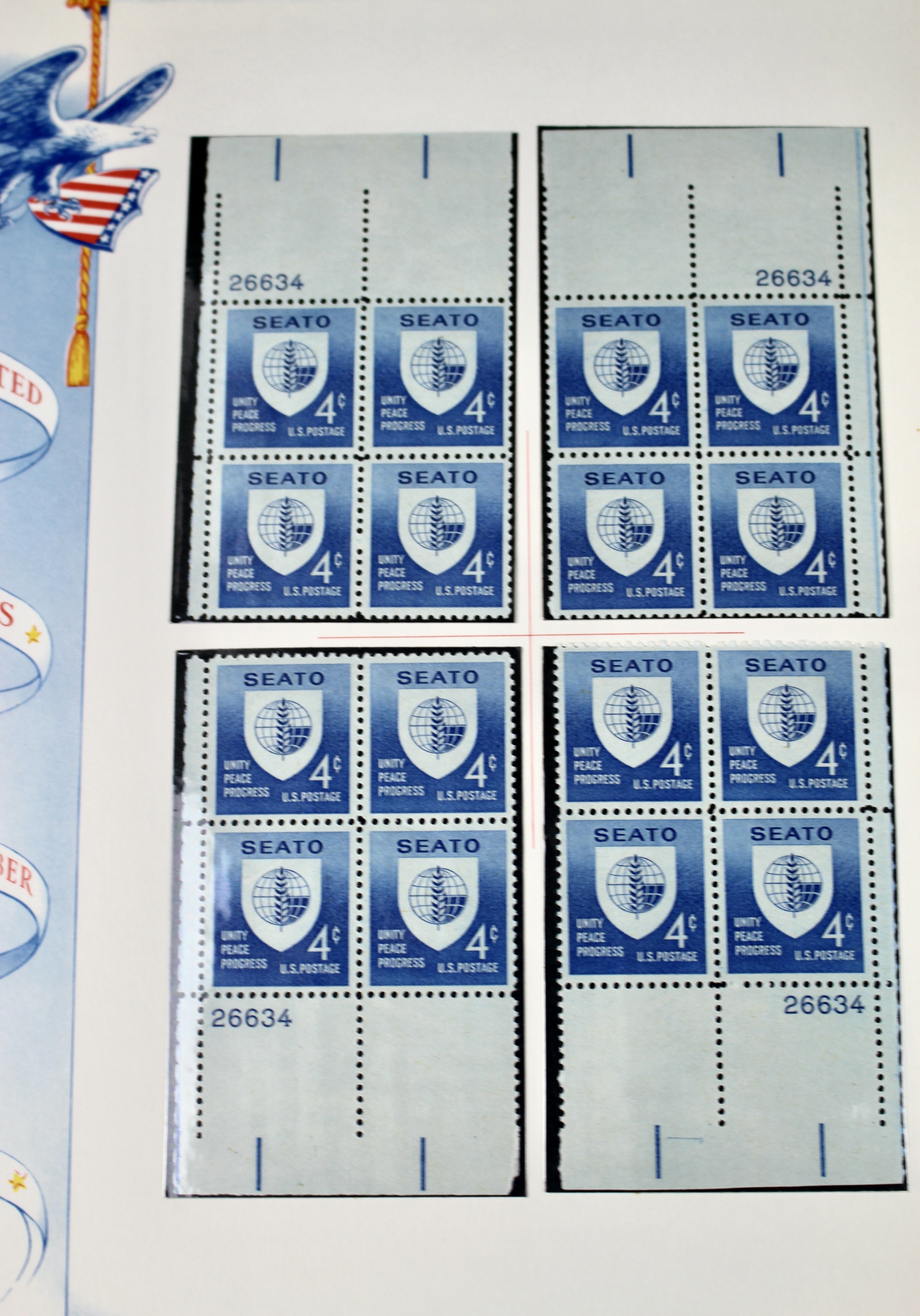 U.S. Plate Block Collection from the 1950's and 1960's