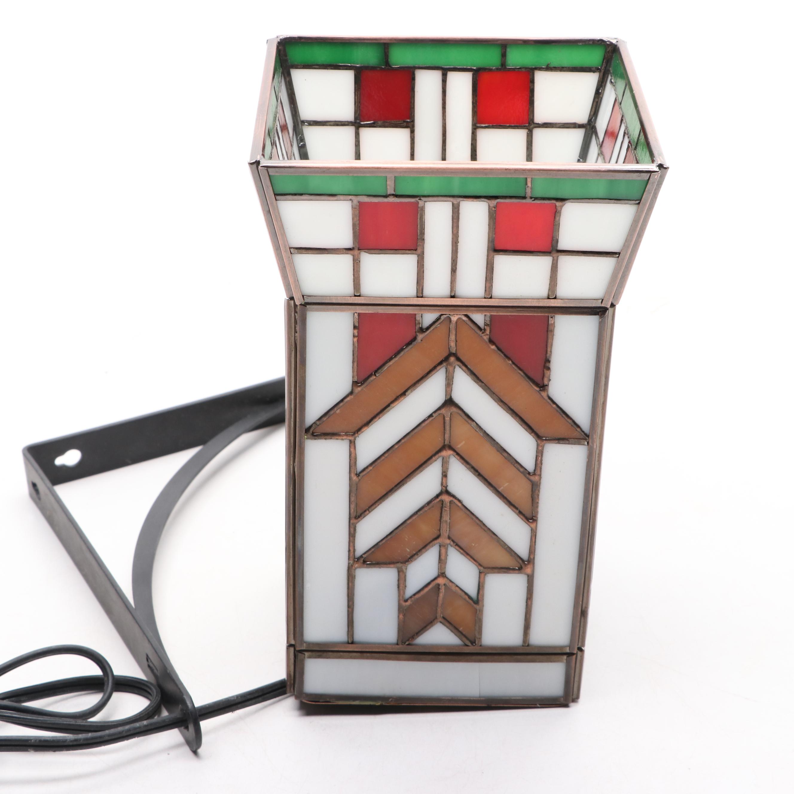 Arts and Crafts Style Slag Glass Wall Light