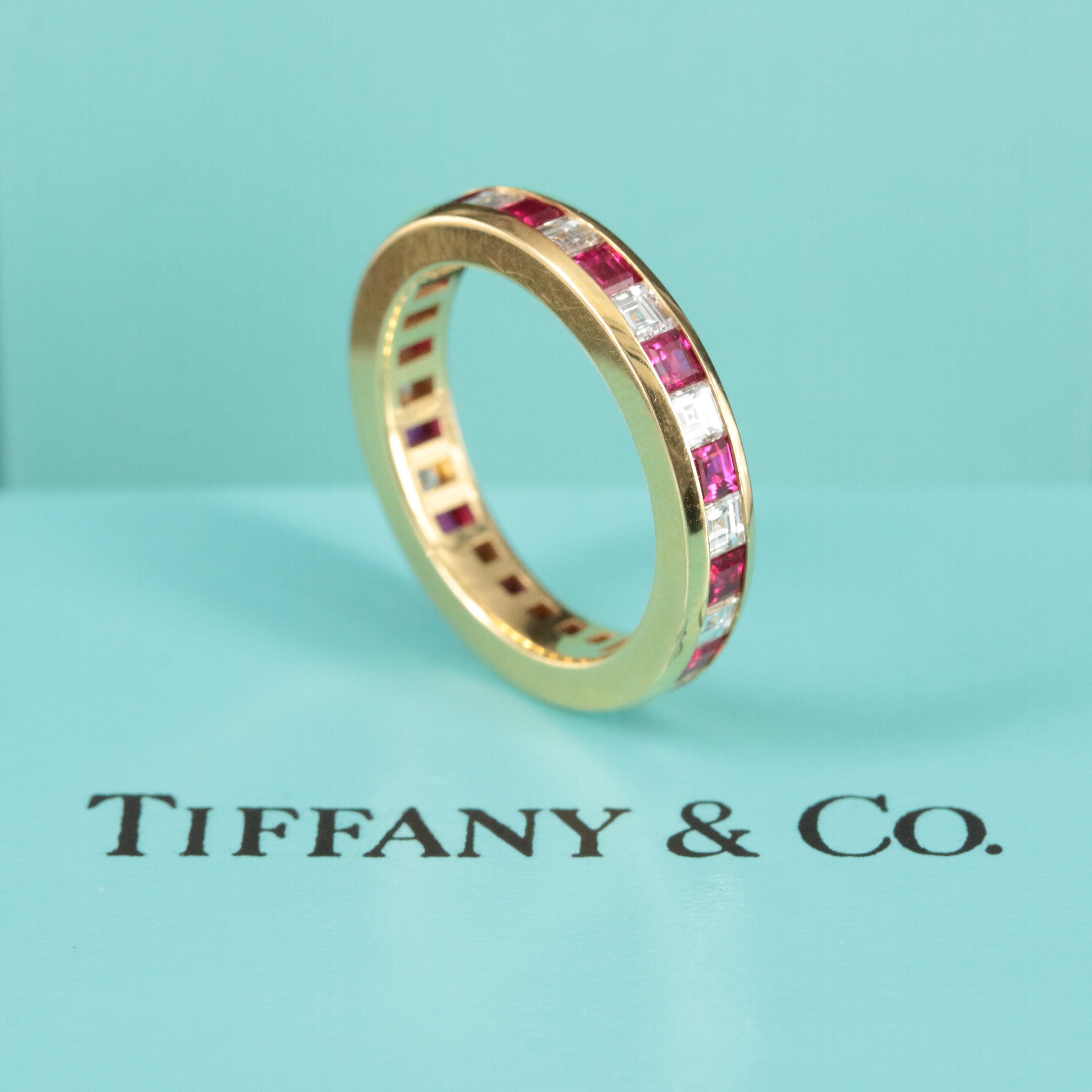 Tiffany & Co. 18K Ruby and 0.98 CTW Diamond Eternity Band