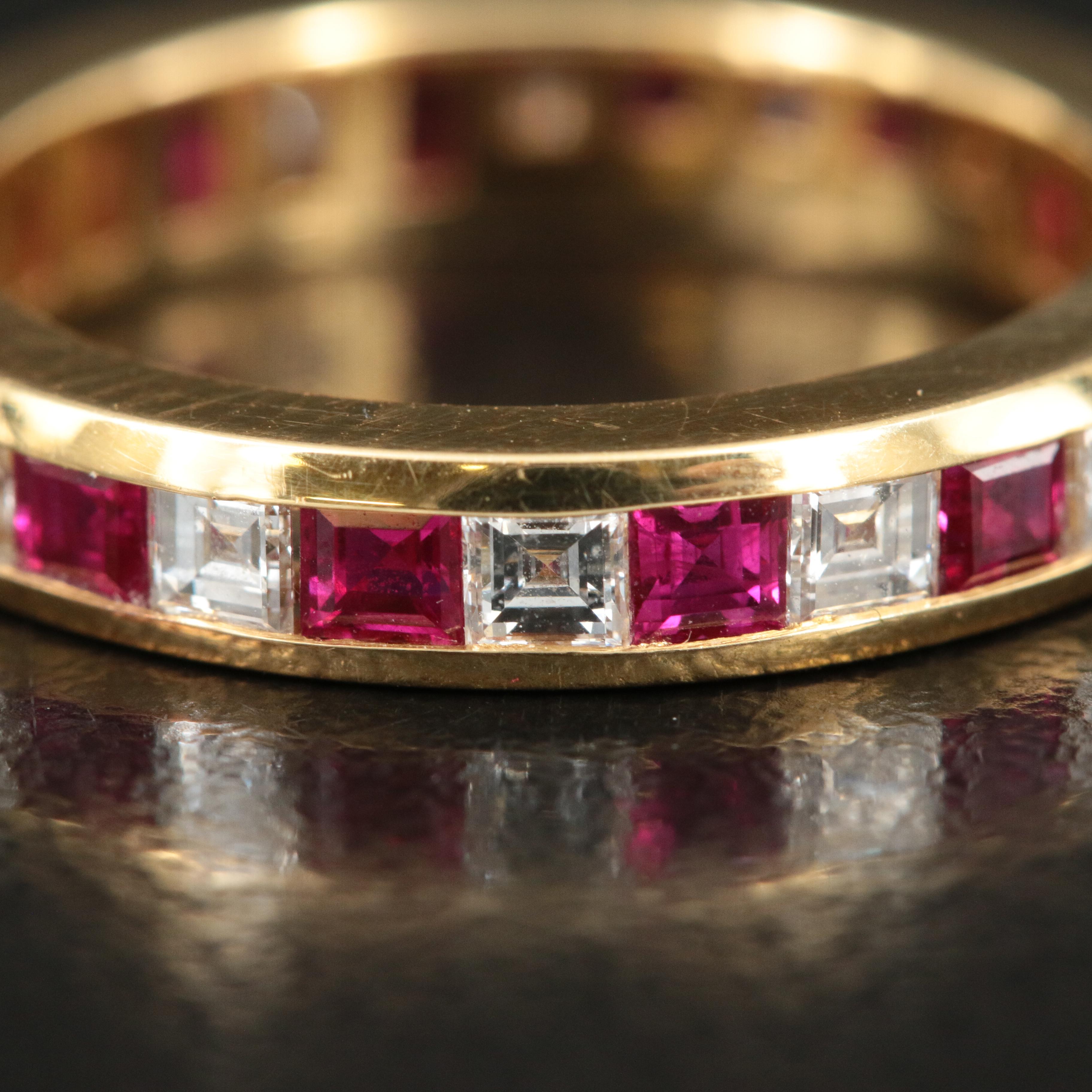 Tiffany & Co. 18K Ruby and 0.98 CTW Diamond Eternity Band