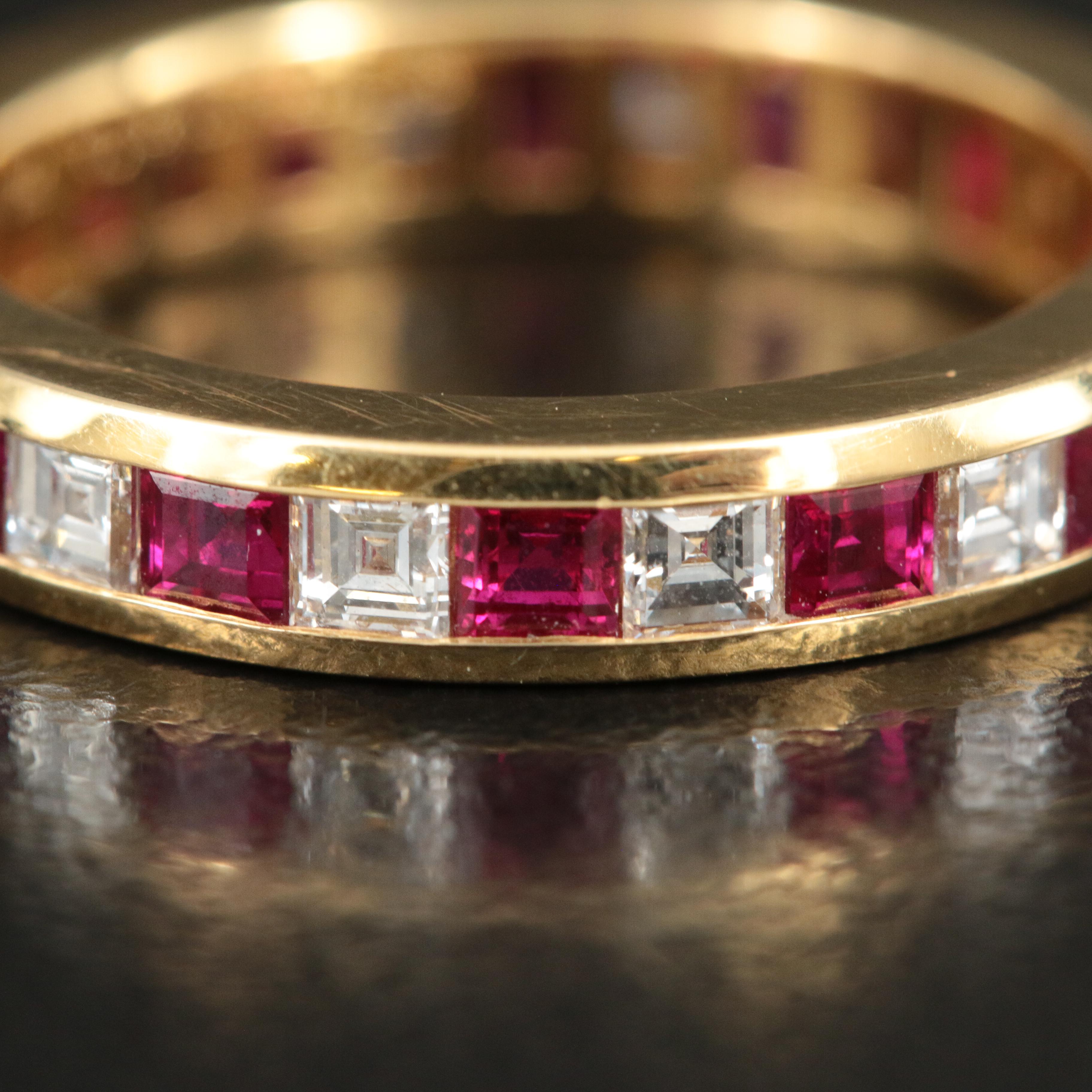 Tiffany & Co. 18K Ruby and 0.98 CTW Diamond Eternity Band