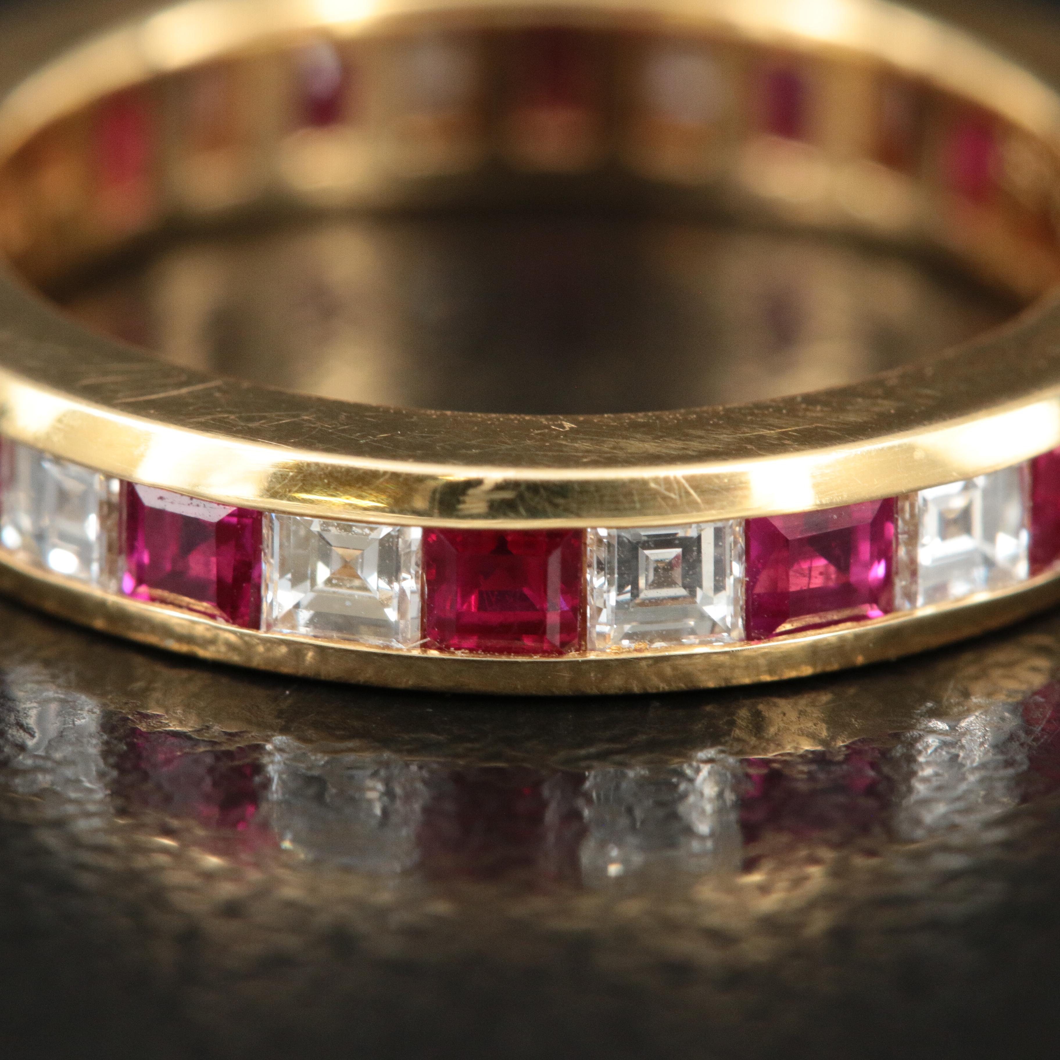 Tiffany & Co. 18K Ruby and 0.98 CTW Diamond Eternity Band