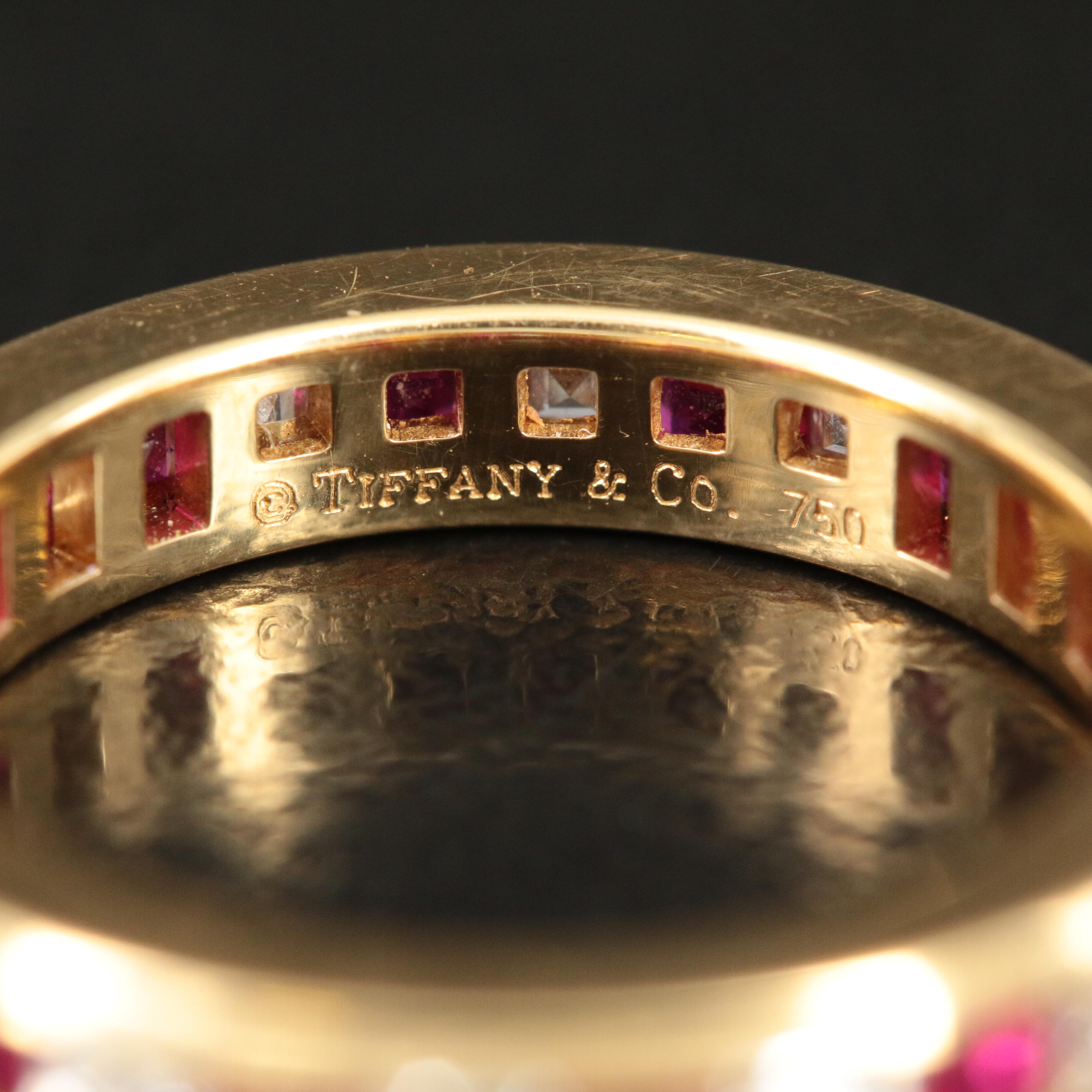 Tiffany & Co. 18K Ruby and 0.98 CTW Diamond Eternity Band