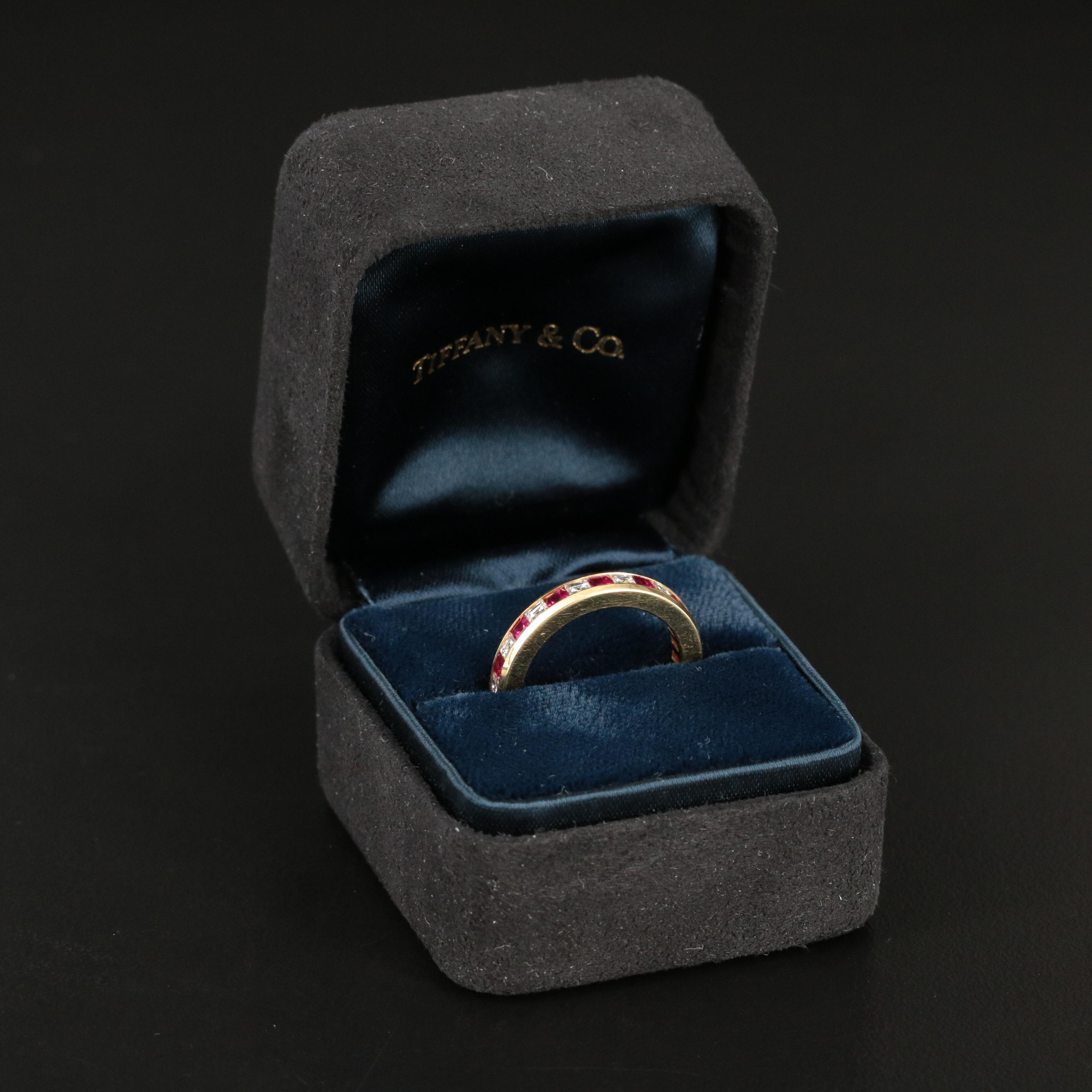 Tiffany & Co. 18K Ruby and 0.98 CTW Diamond Eternity Band