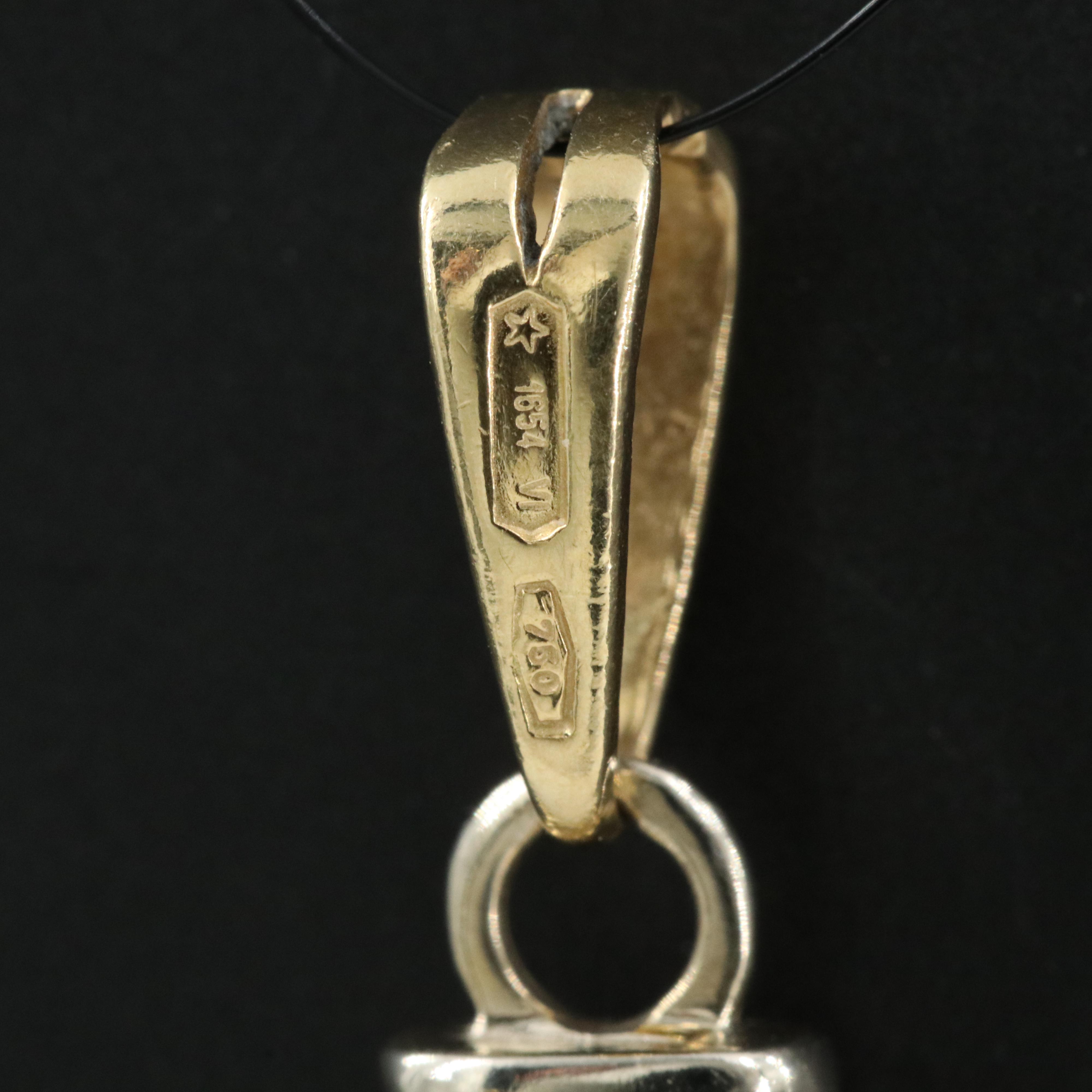 Italian 18K Cross with Rope Detail Pendant