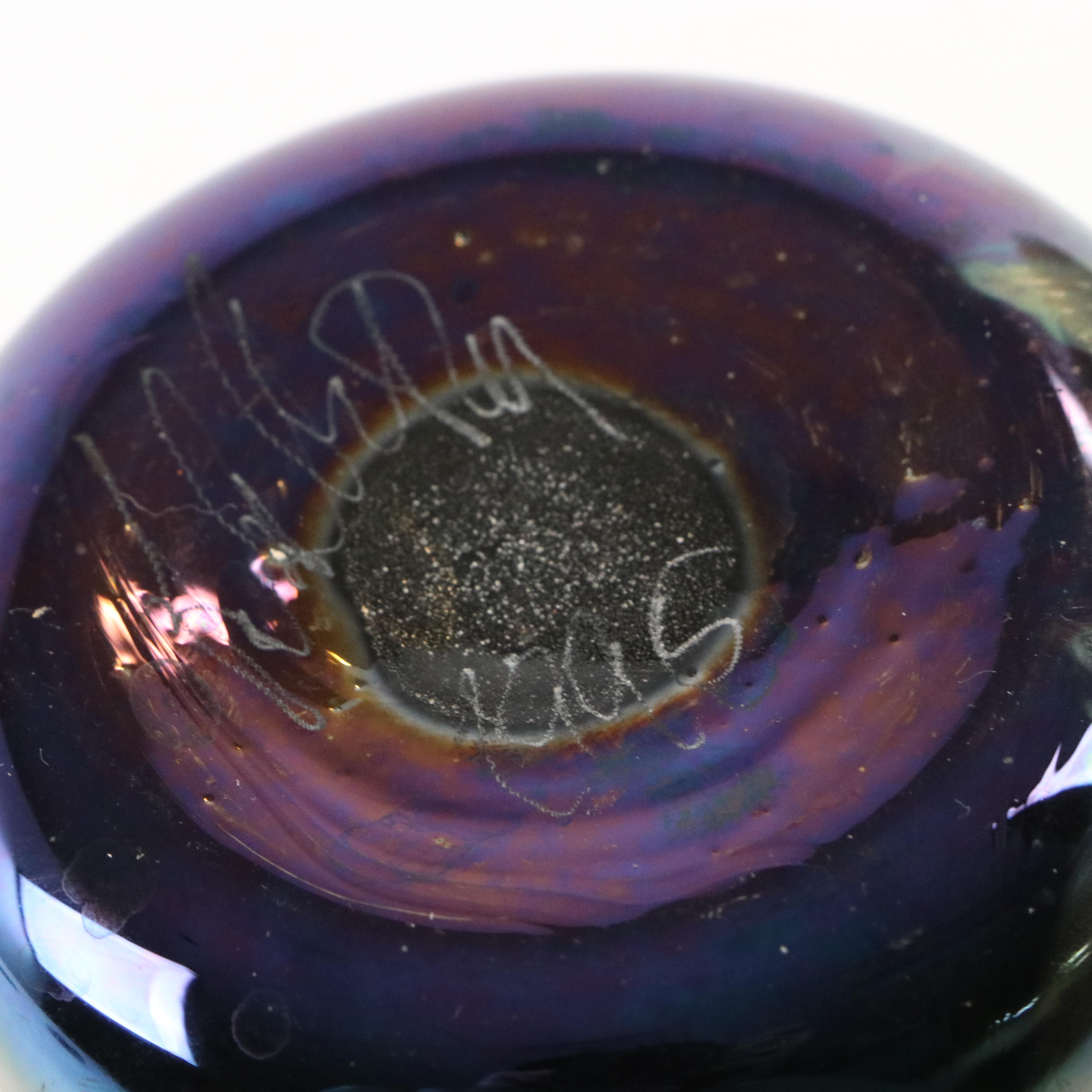 Tom Philabaum Handblown Iridescent Studio Art Glass Cylinder Vase, 1995