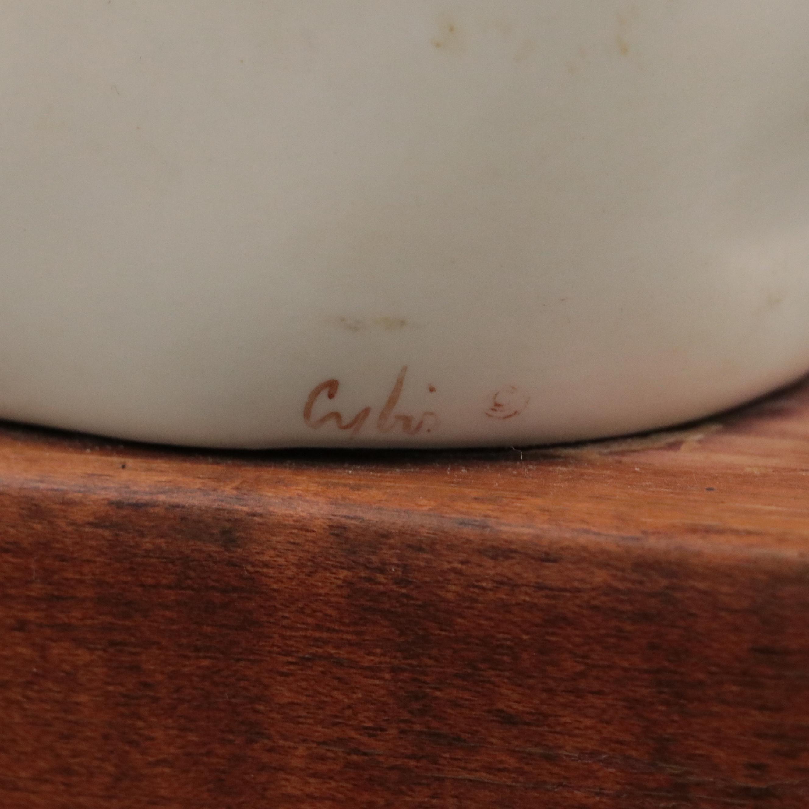 Cybis Porcelain "Madonna, Queen of Angels" Bust on Wood Plinth