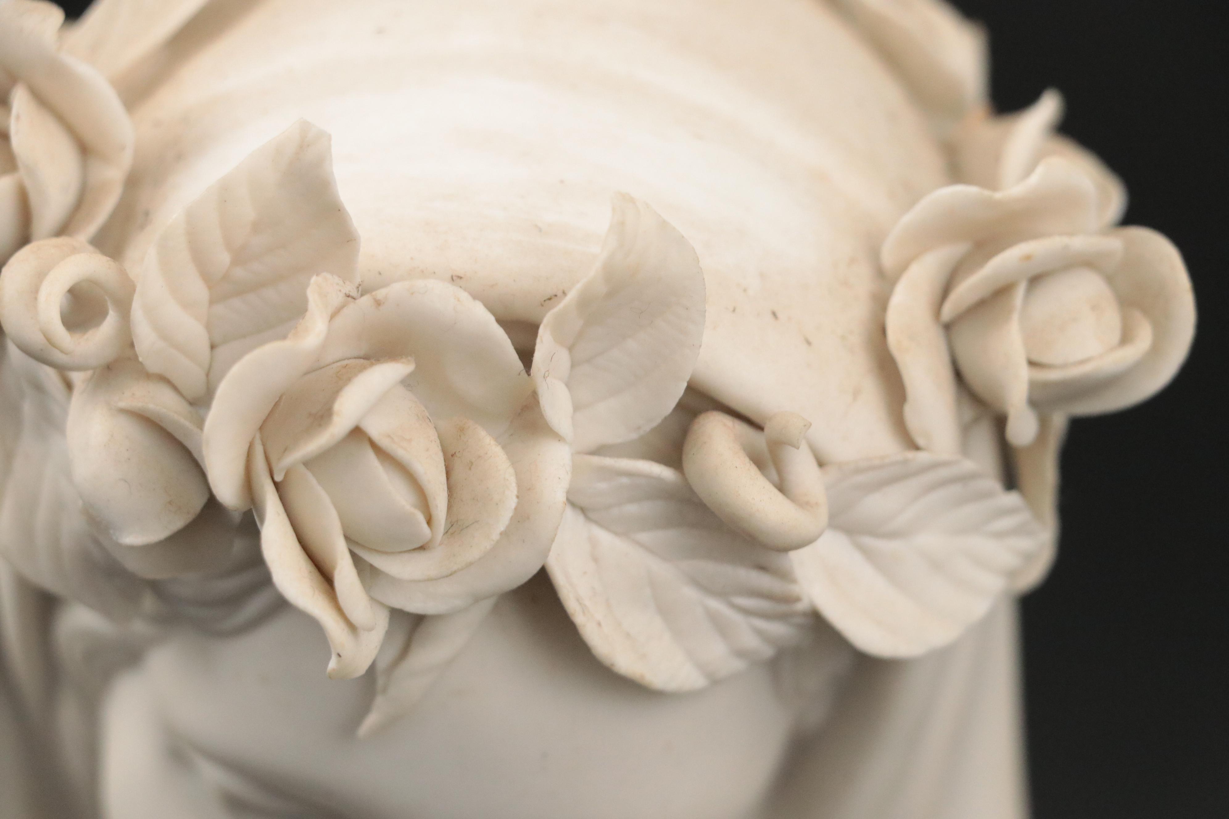 Cybis Porcelain "Madonna, Queen of Angels" Bust on Wood Plinth