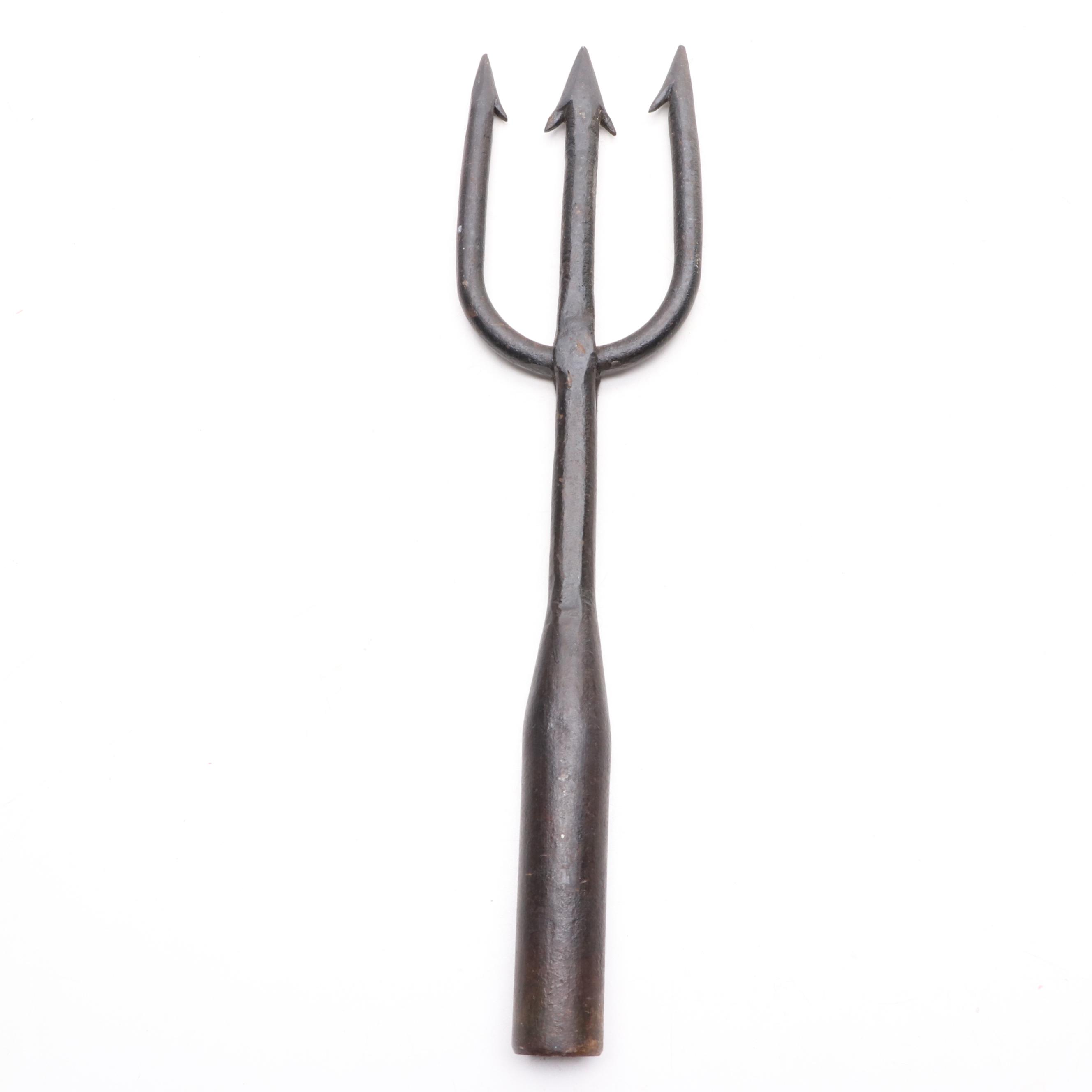 Metal Spiked Wooden Mace with Cast Metal Trident Head