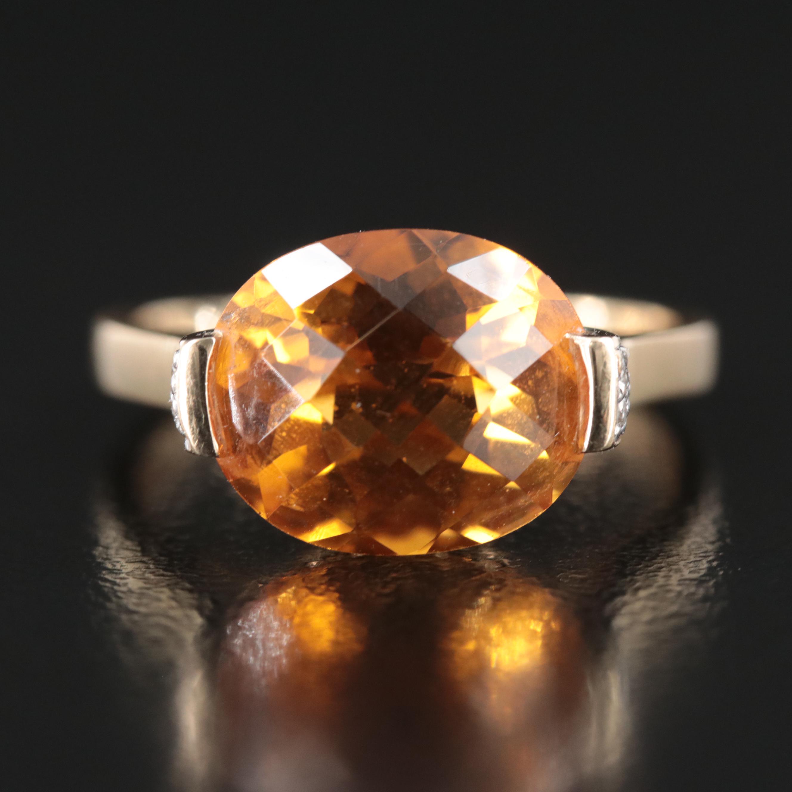 14K Citrine and Diamond East-West Ring