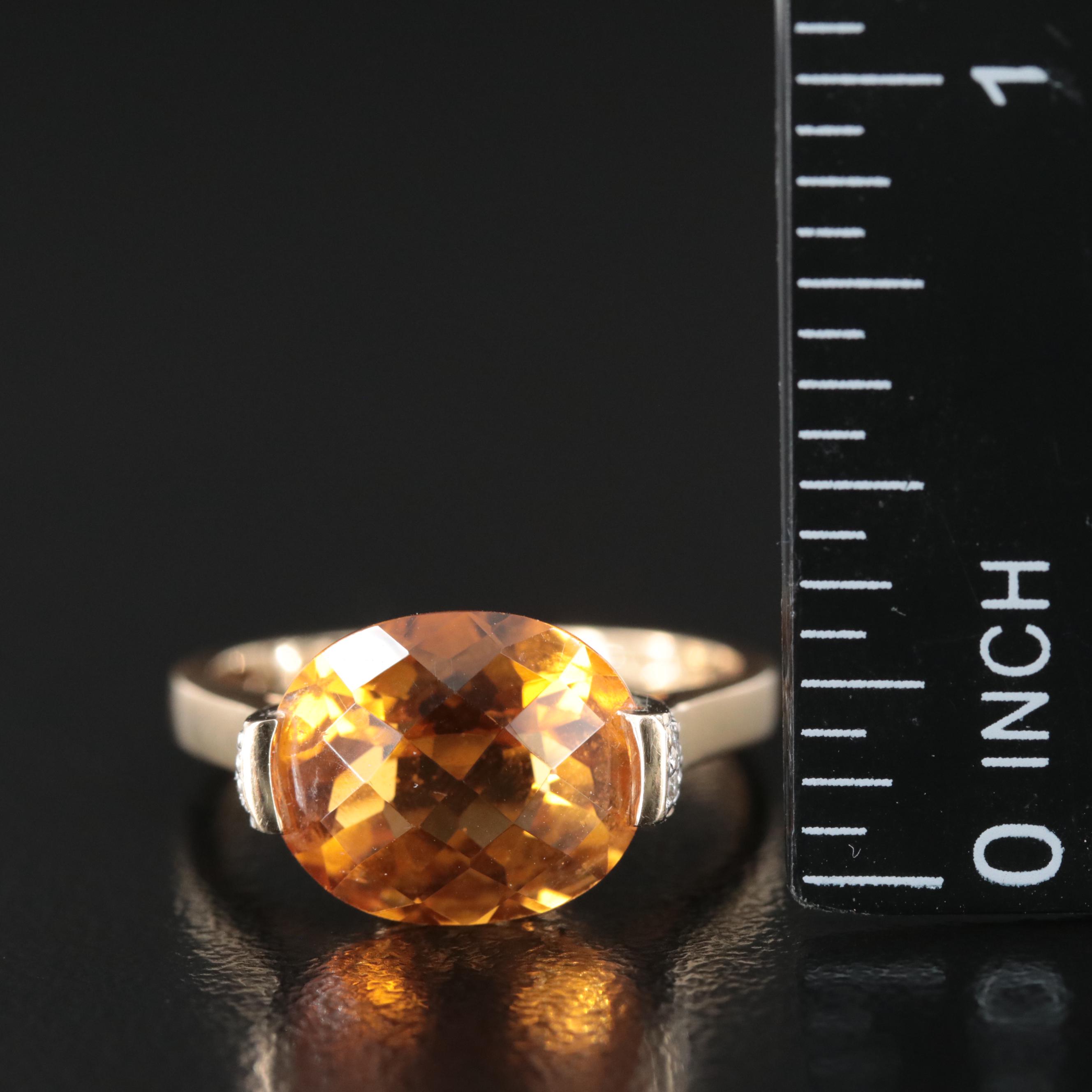 14K Citrine and Diamond East-West Ring