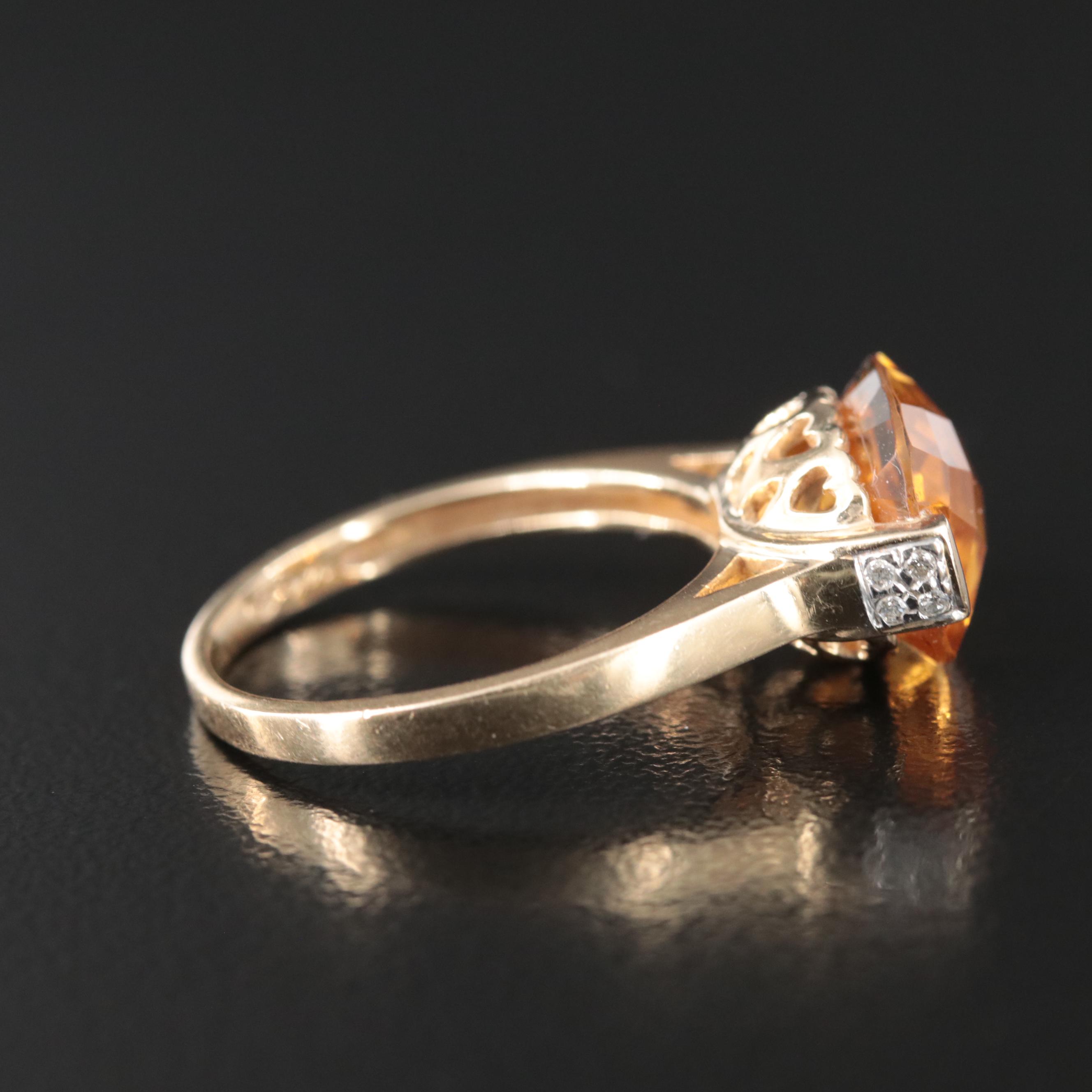 14K Citrine and Diamond East-West Ring