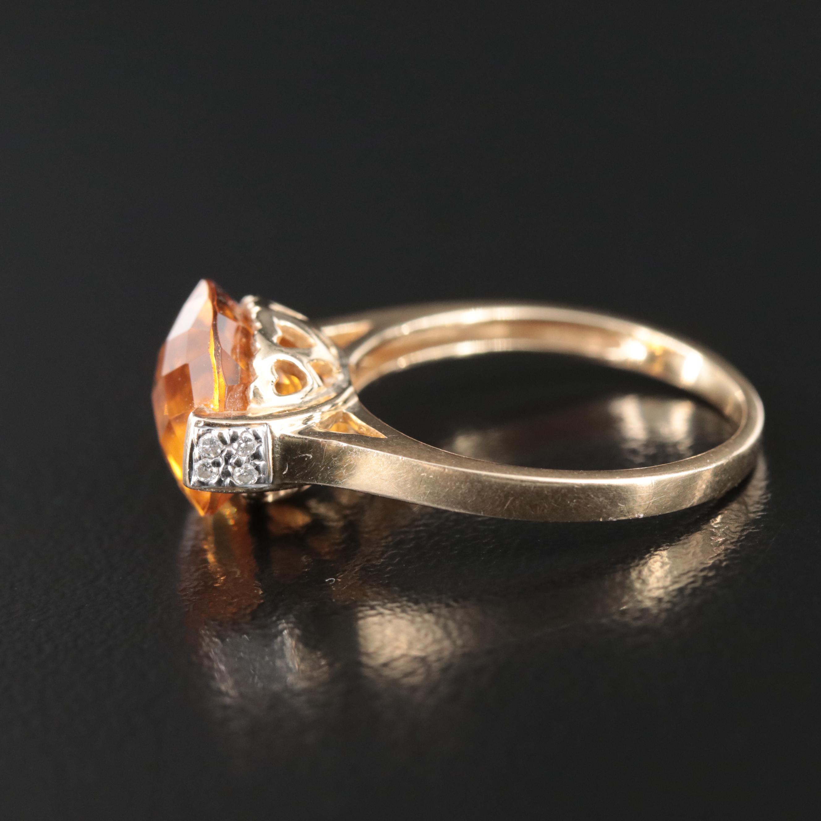 14K Citrine and Diamond East-West Ring