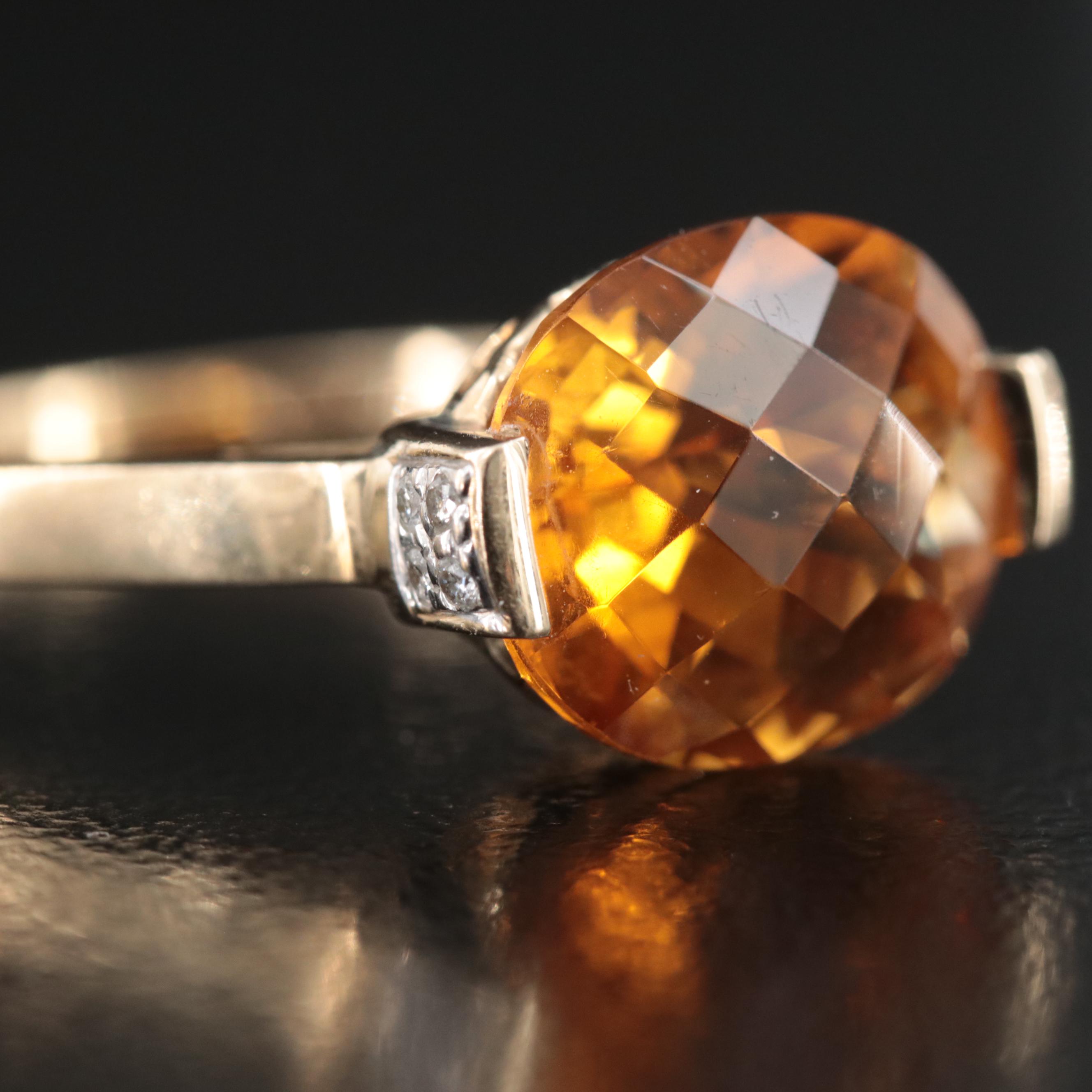14K Citrine and Diamond East-West Ring
