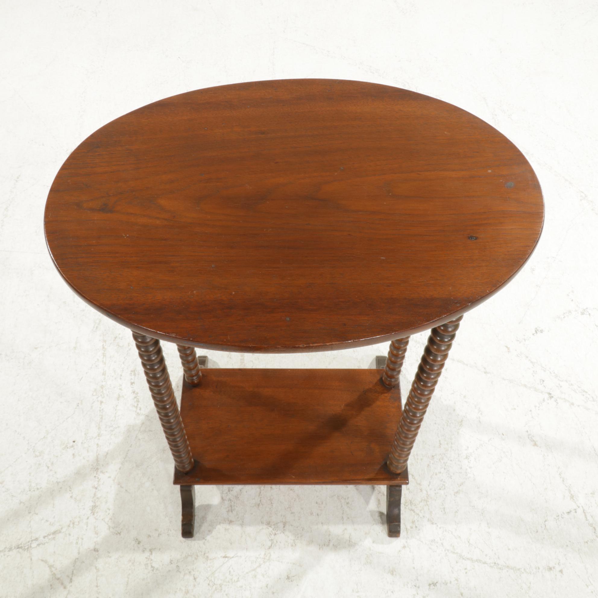 Victorian Walnut Spool-Turned Side Table, Late 19th Century