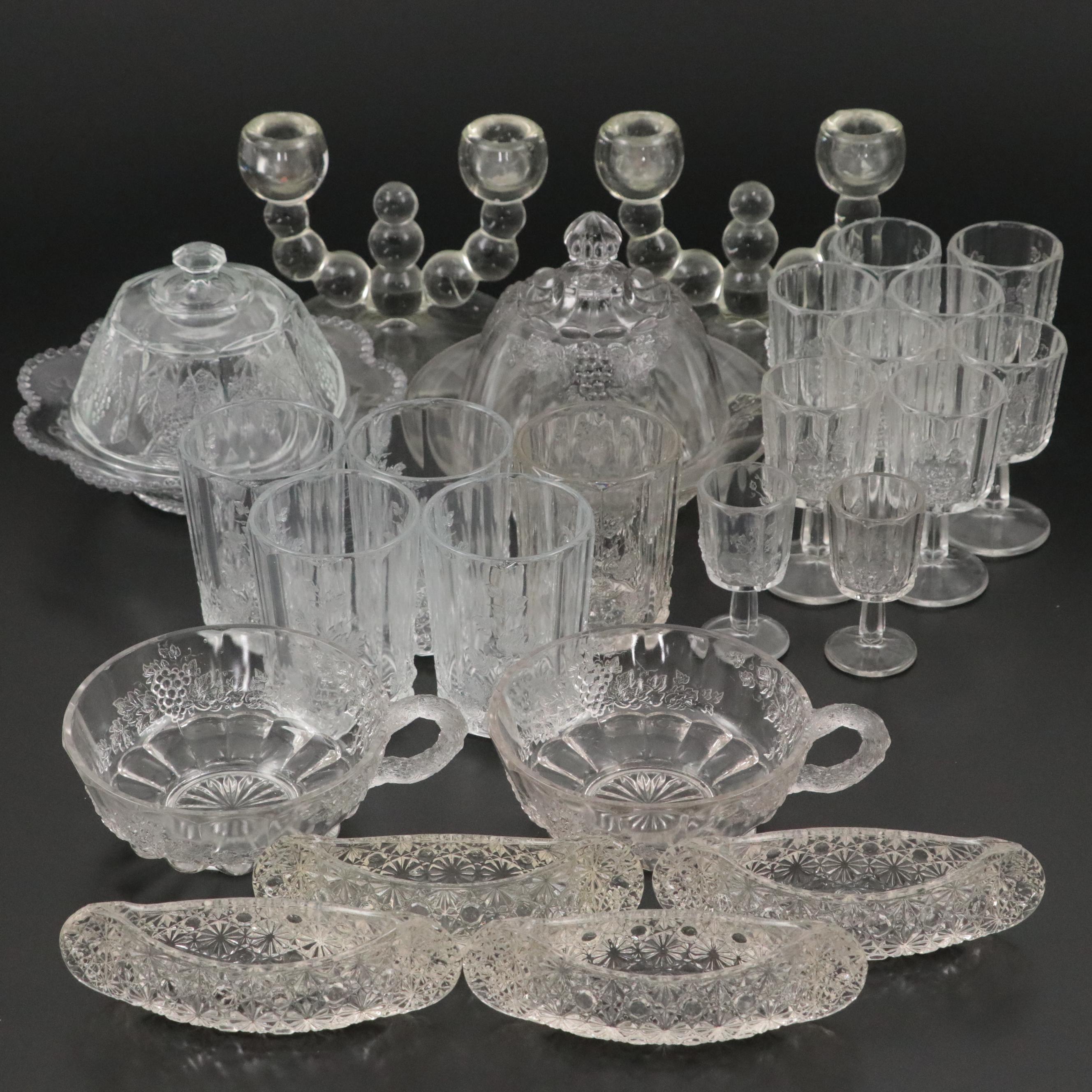 Westmoreland Glass Paneled Grape with Daisy and Button and Other Glassware