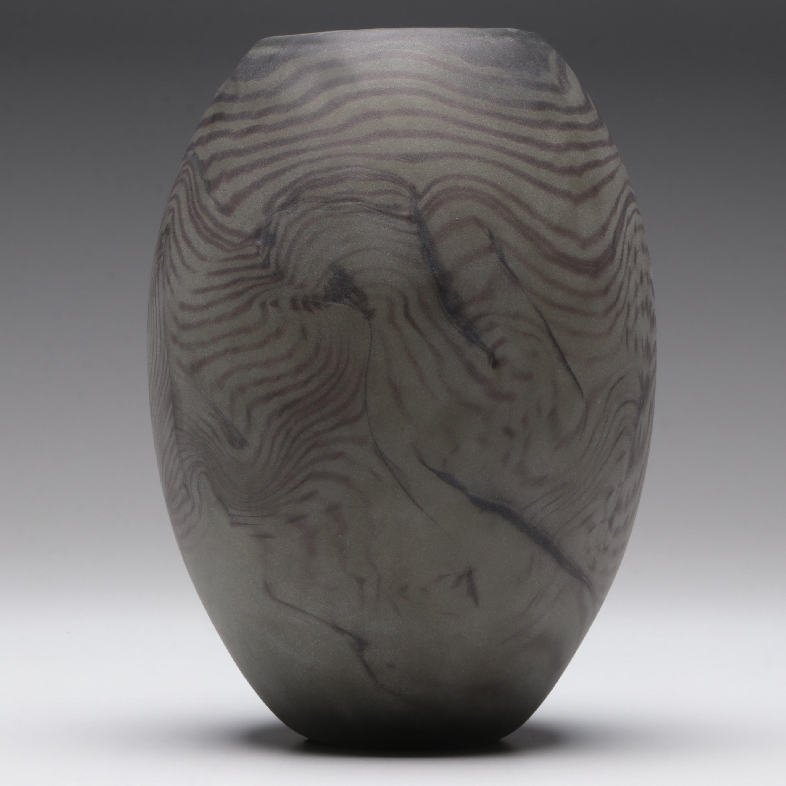 Signed Jim Antonius of Antonius Glass Studios Satin Glass Vase