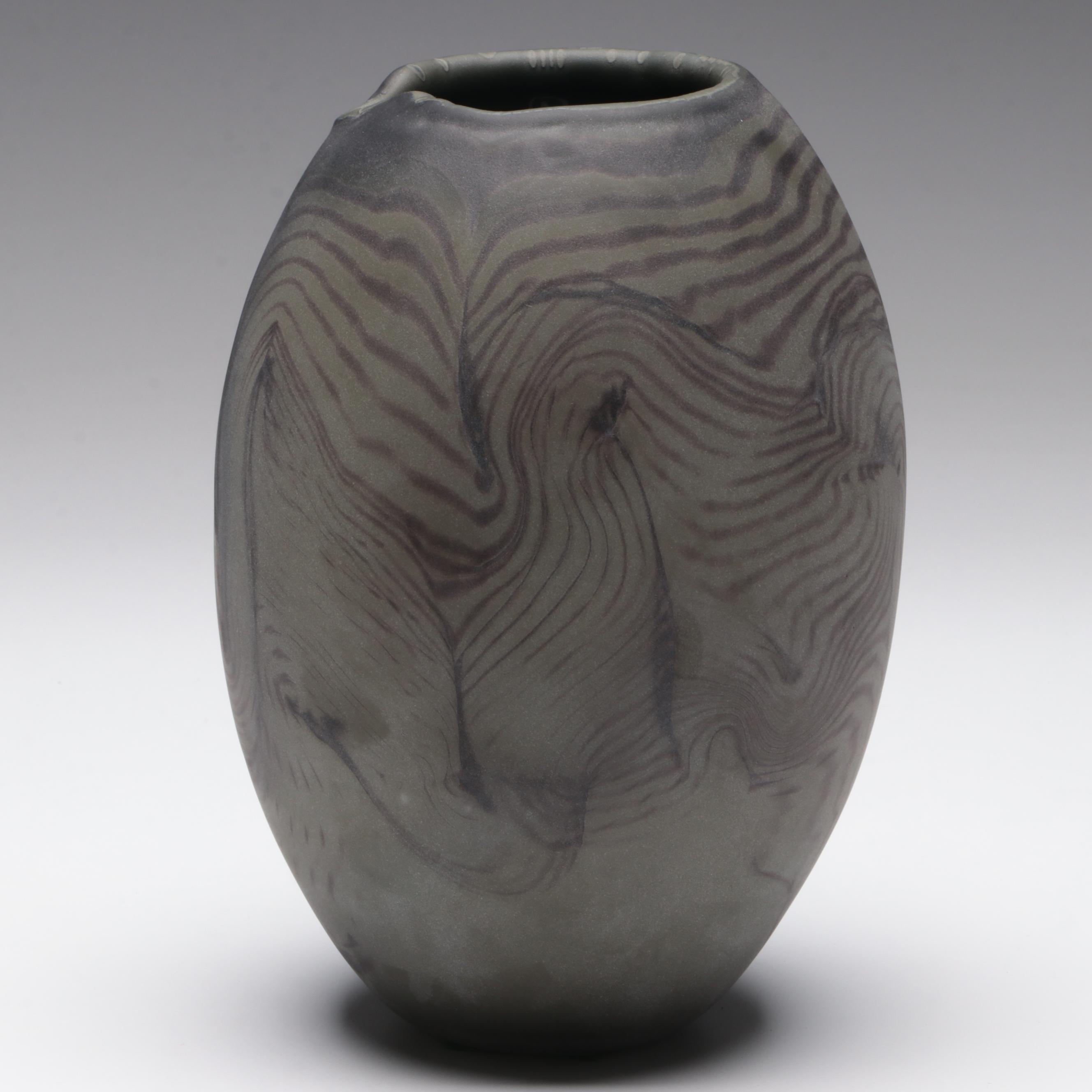 Signed Jim Antonius of Antonius Glass Studios Satin Glass Vase