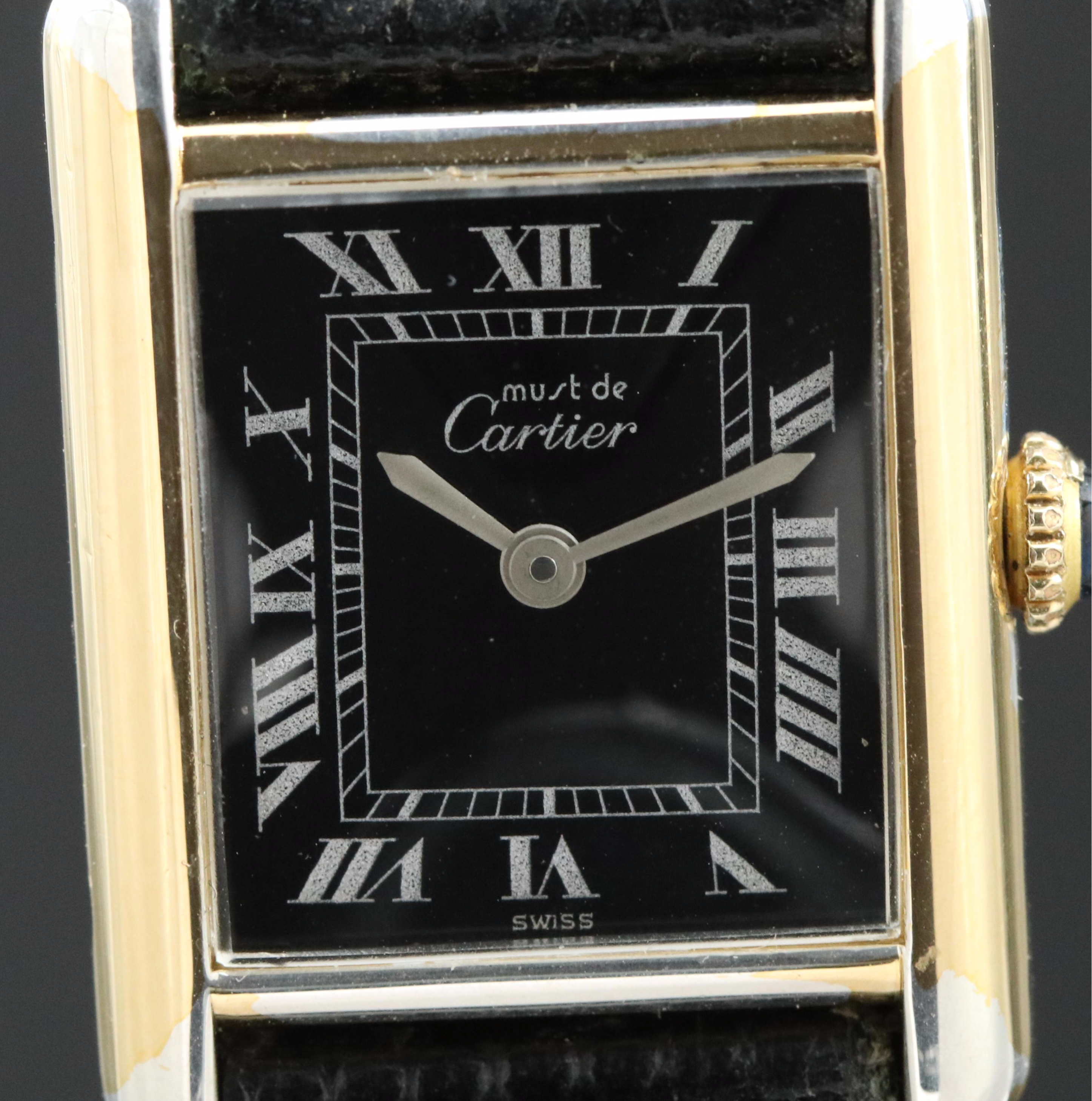 Cartier must de Cartier Vermeil Tank Manual Wind Watch