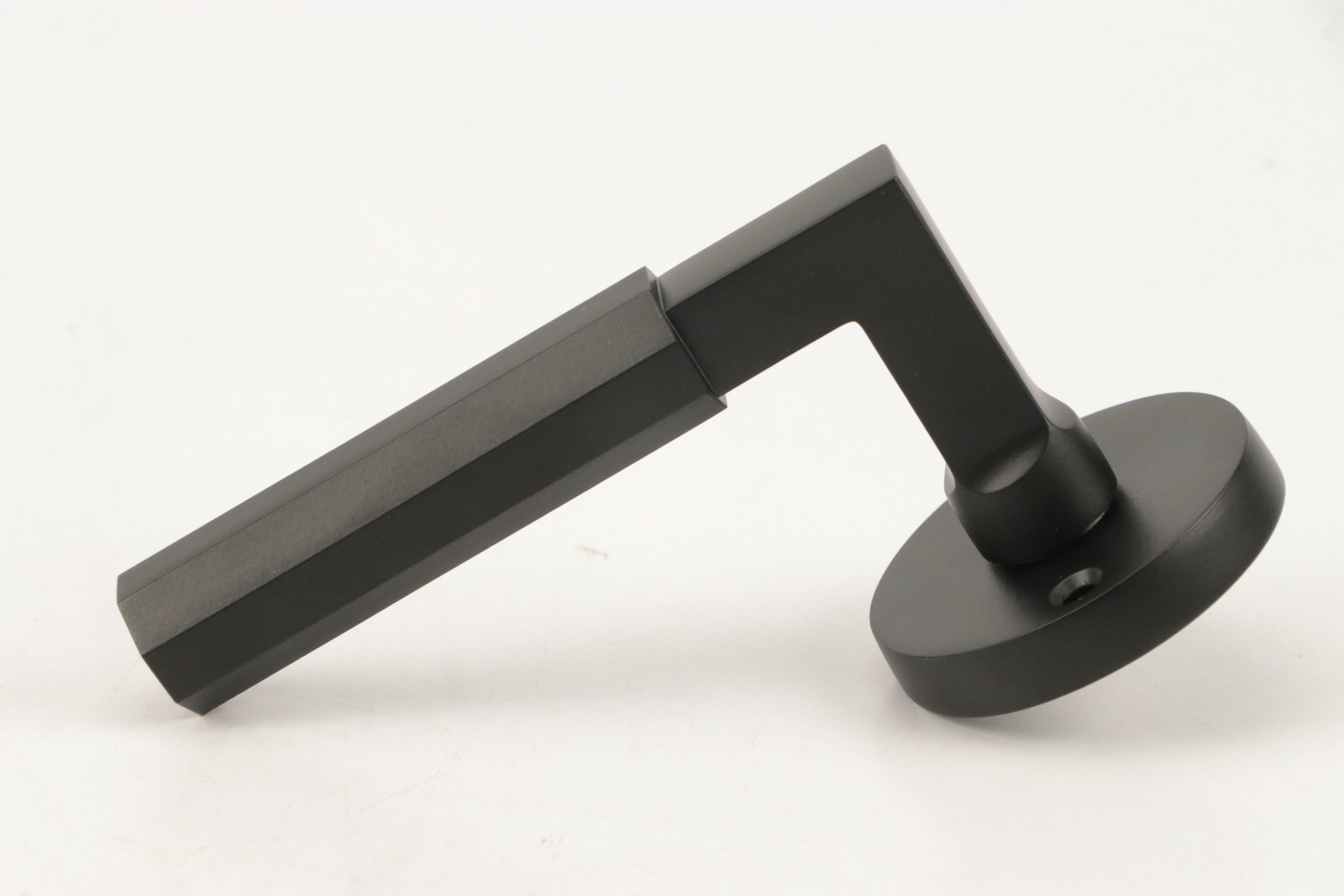 Matte Black Brass Interior Door Handles With Escutcheon Plates