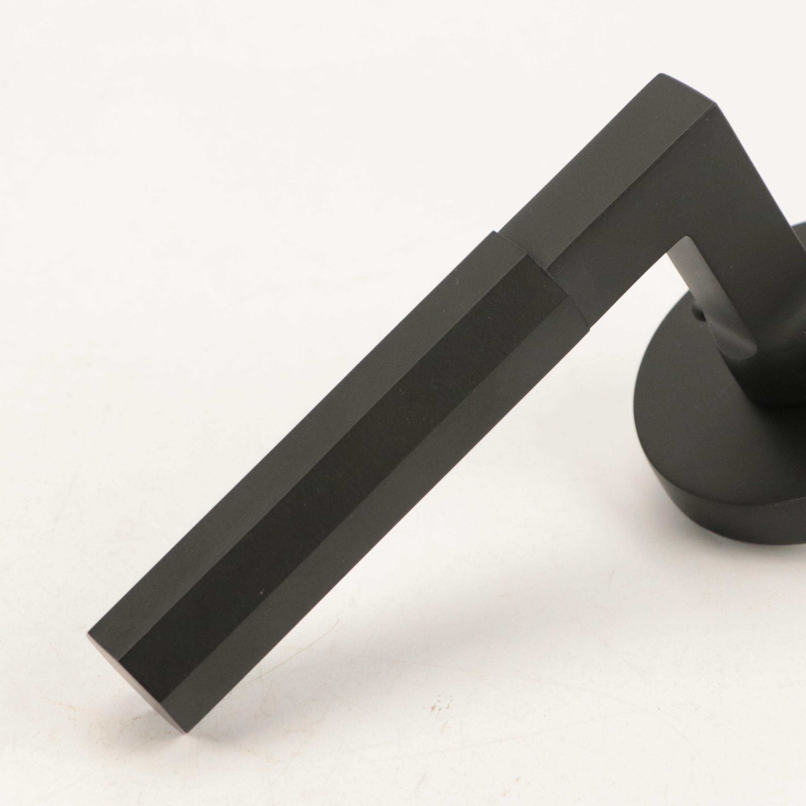 Matte Black Brass Interior Door Handles With Escutcheon Plates