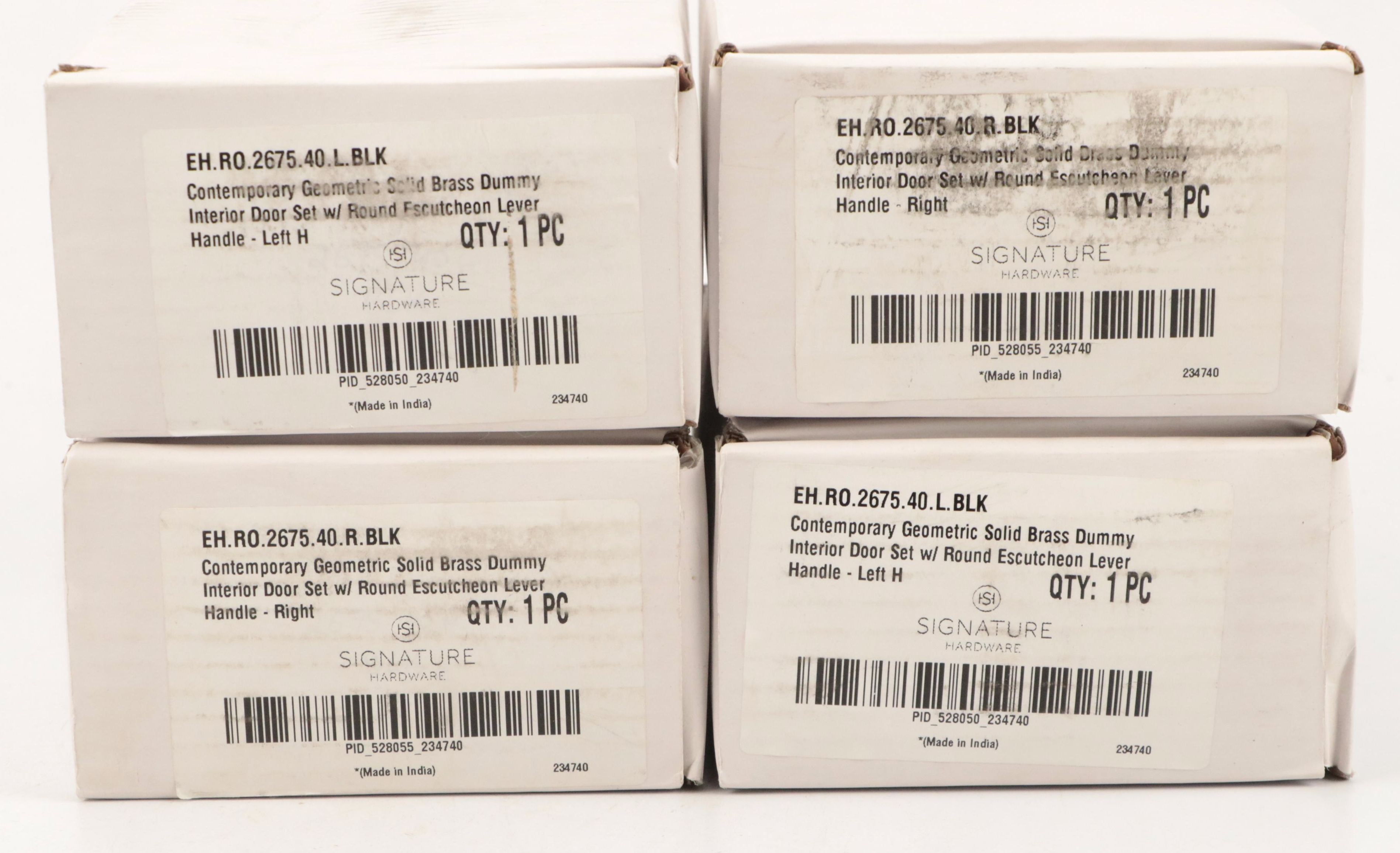 Matte Black Brass Interior Door Handles With Escutcheon Plates