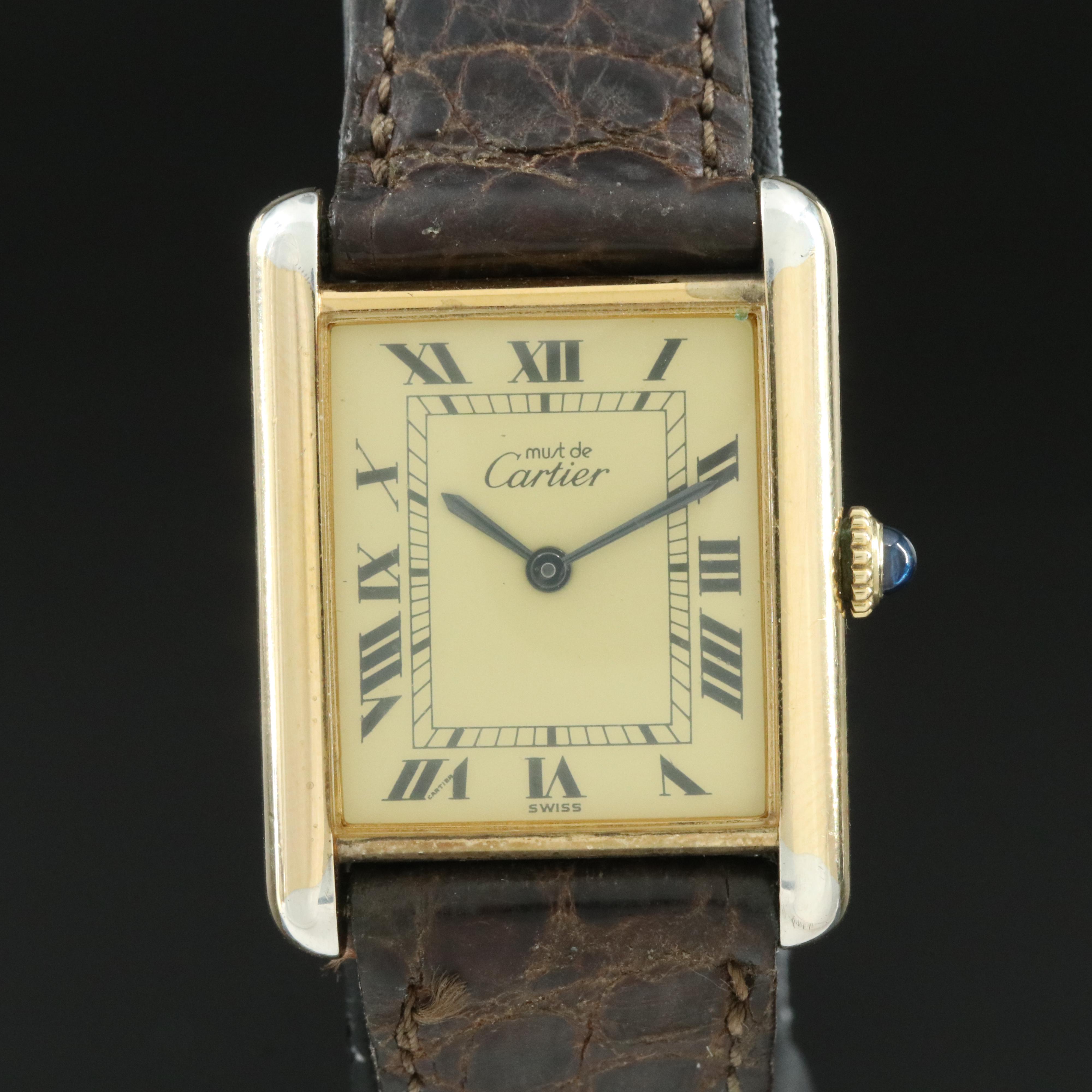 Cartier must de Cartier Tank Vermeil Manual Wind Watch