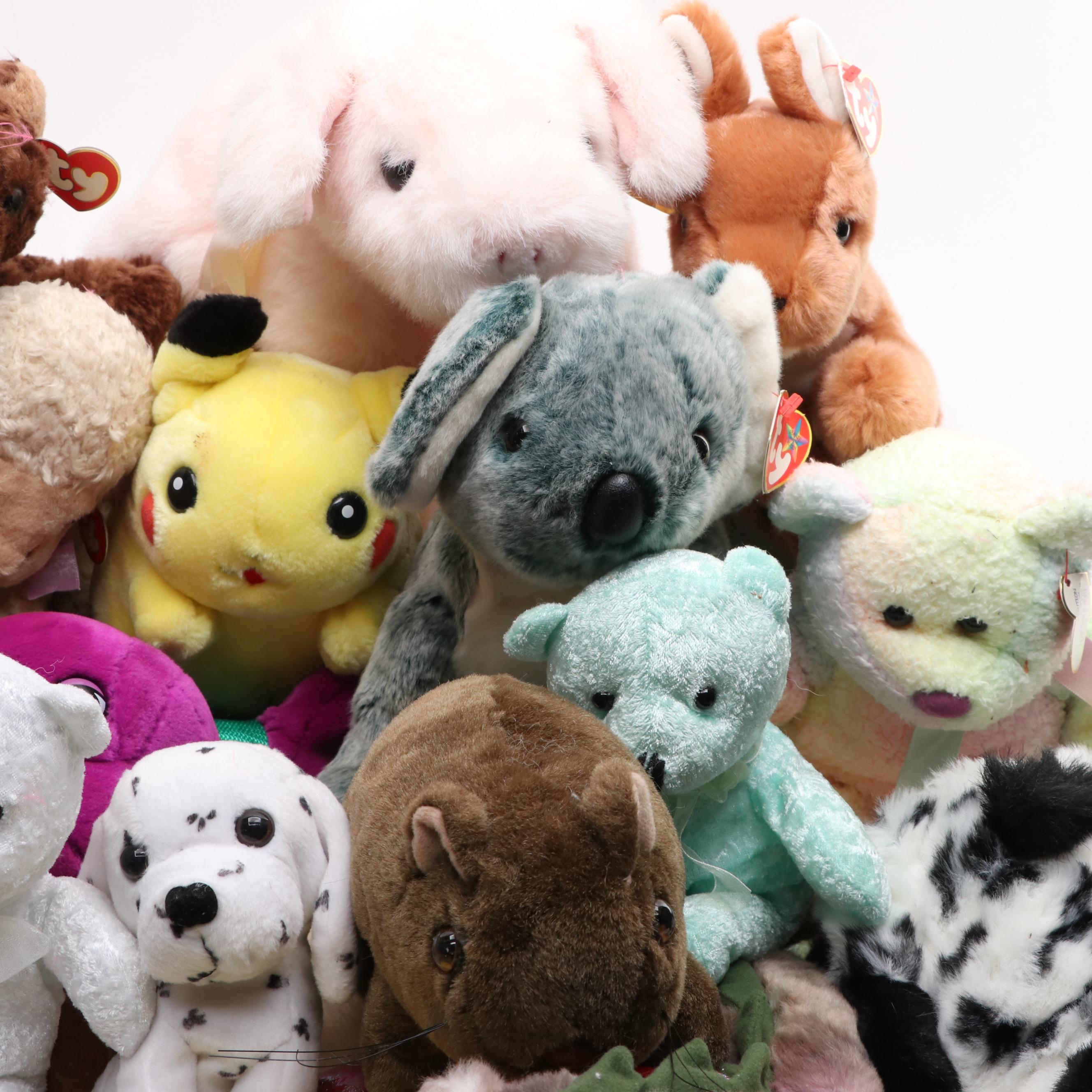 Russ, Ty and Other Stuffed Animals Including "Pikachu" and More