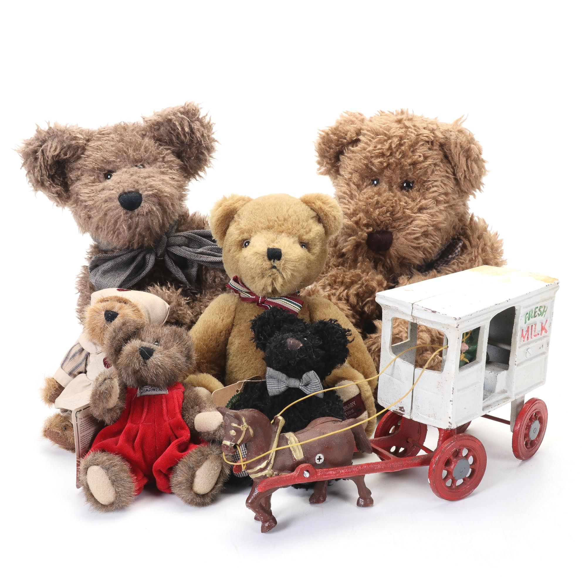 Cast Iron Milk Wagon and Boyds Bears Collection