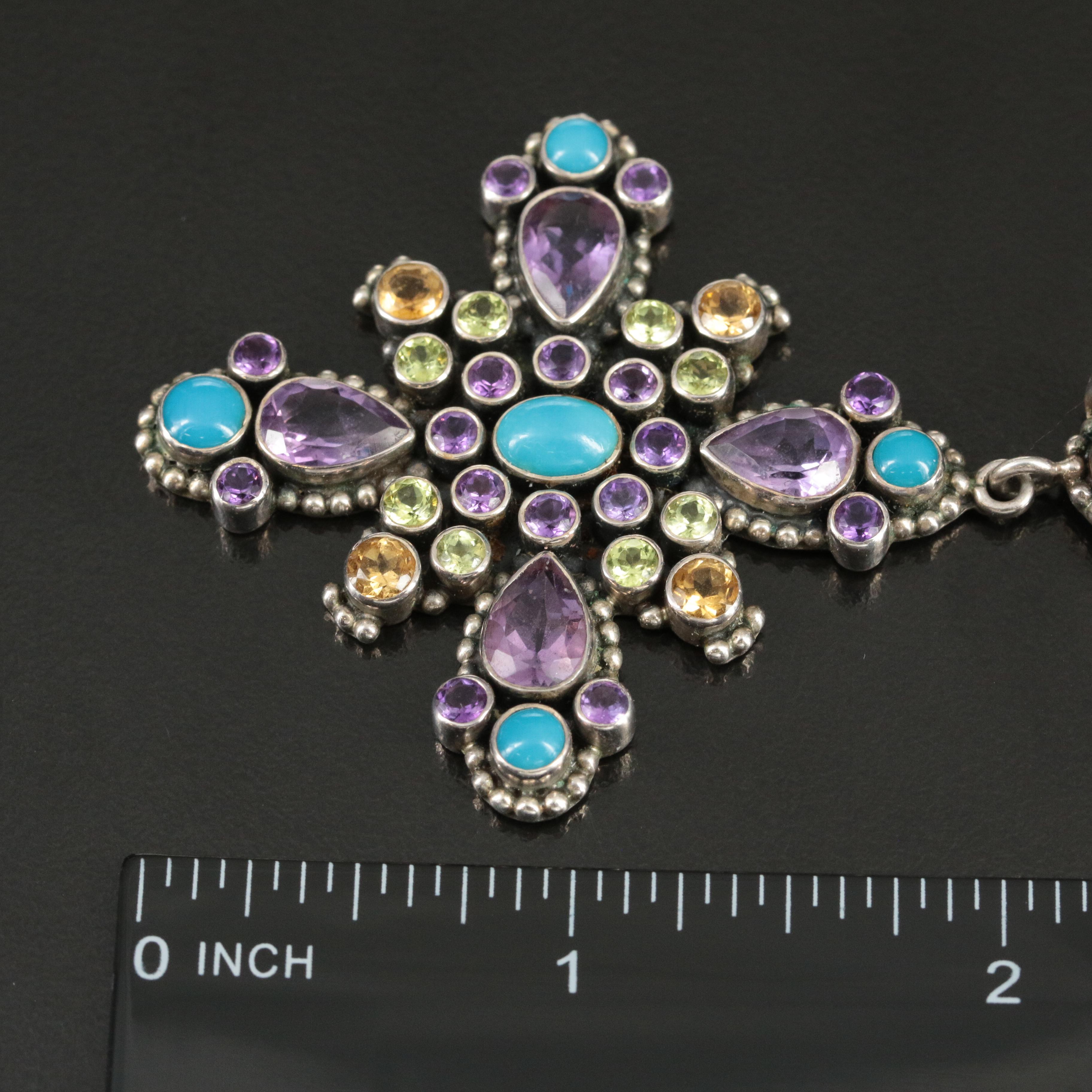 Nicky Butler Sterling Turquoise, Amethyst and Gemstone Necklace