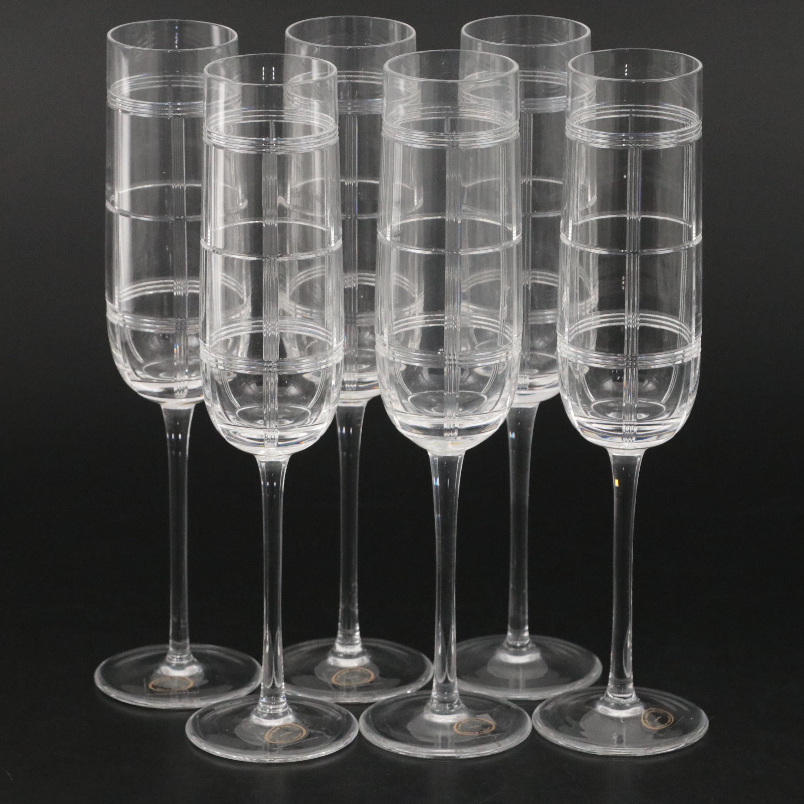 Ralph Lauren "Glen Plaid" Fluted Champagne Glasses